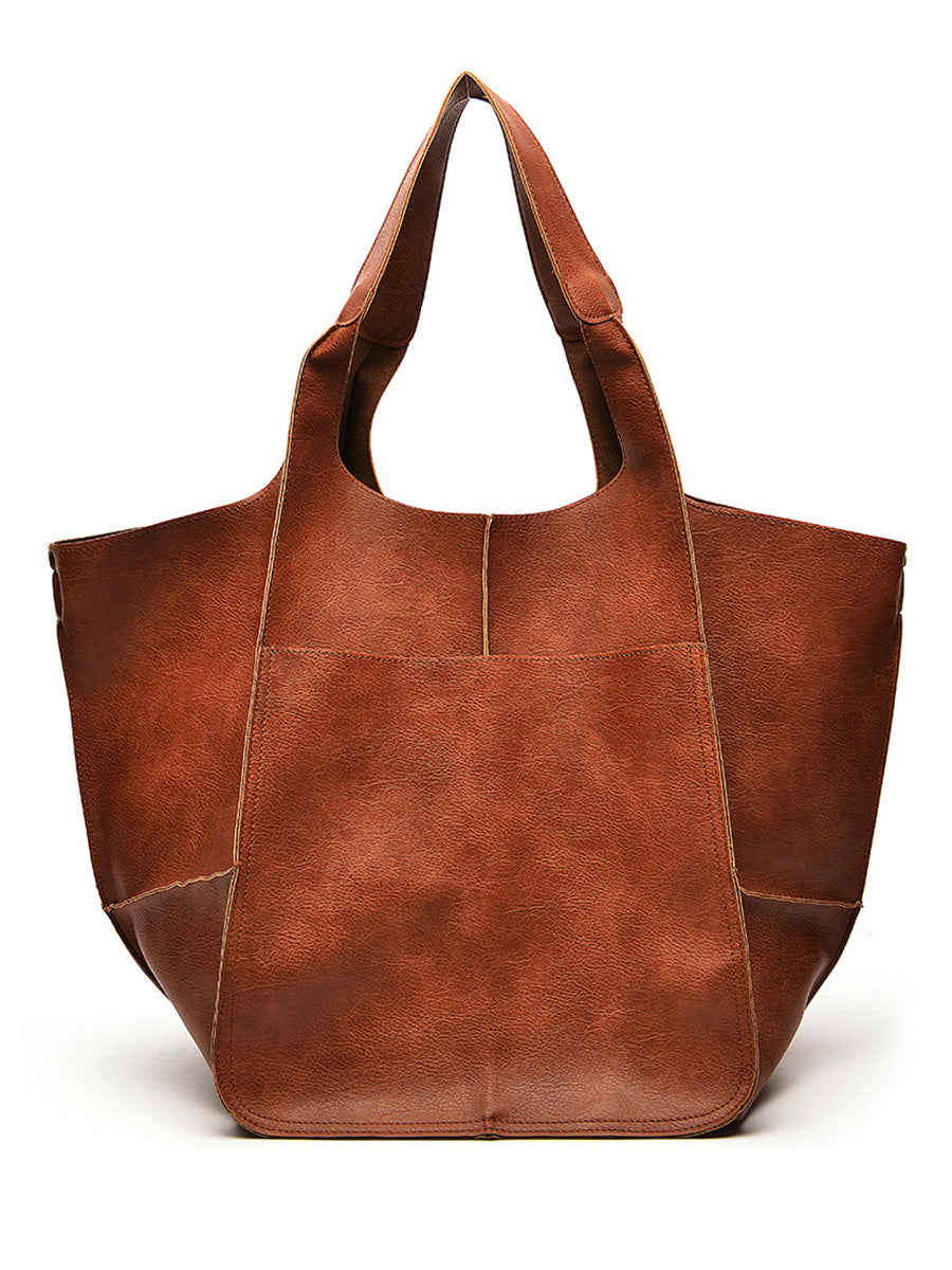 Stylish Large Capacity Soft Leather Shoulder Tote Bag