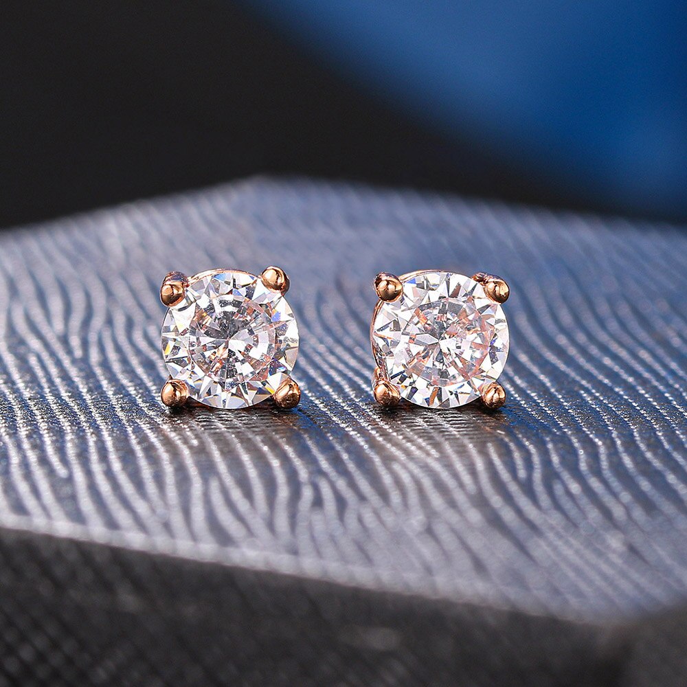 Glamorous Round CZ Stud Earrings for Women, Trendy 2023 Fashion Jewelry