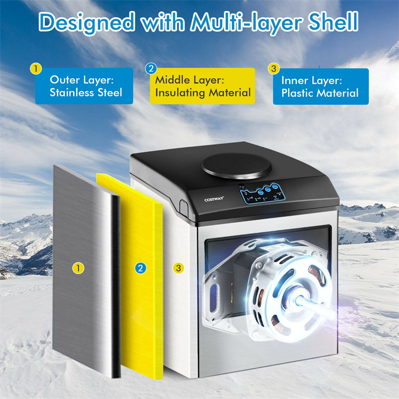 Stainless Steel 48lbs Ice Maker with Built-in Water Dispenser