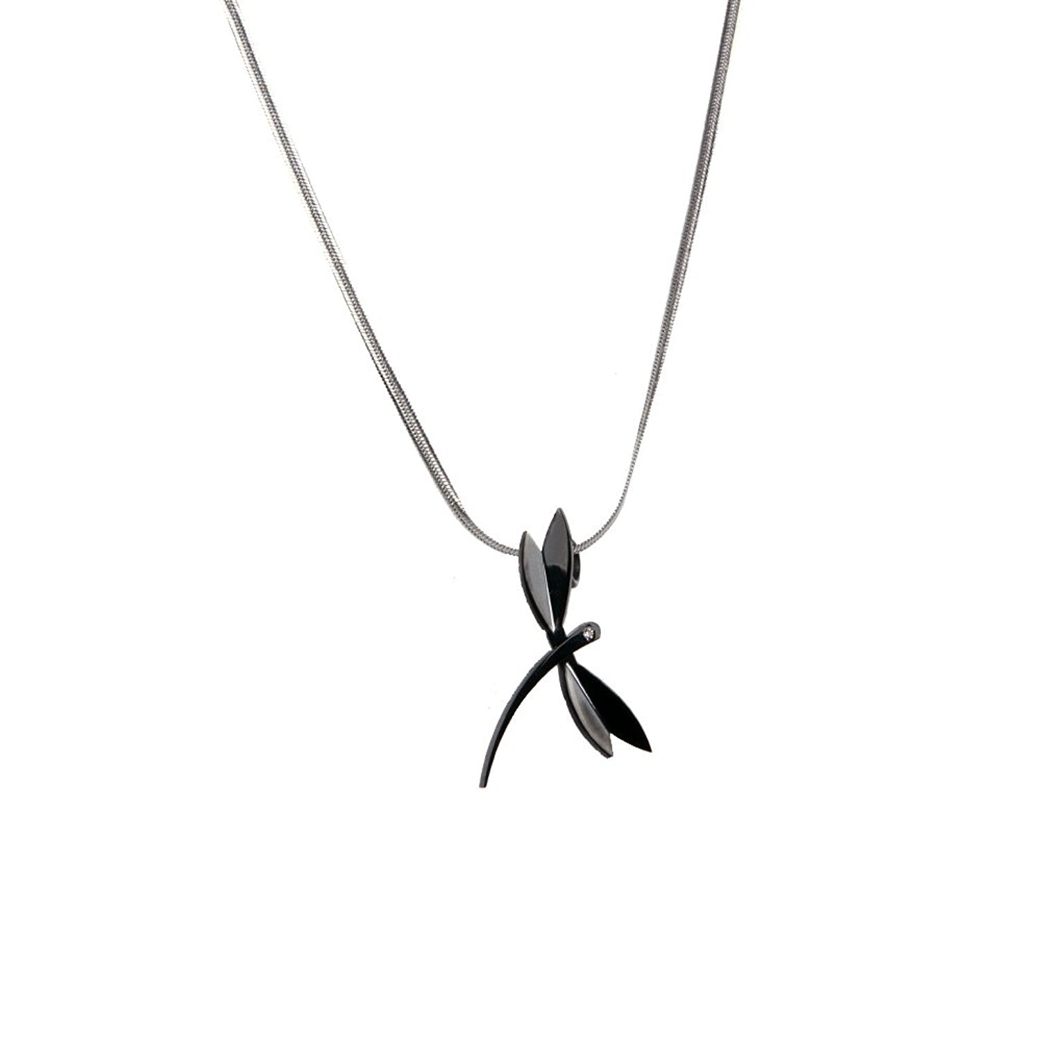 Stylish Women's Black Stainless Steel Butterfly Pendant Necklace