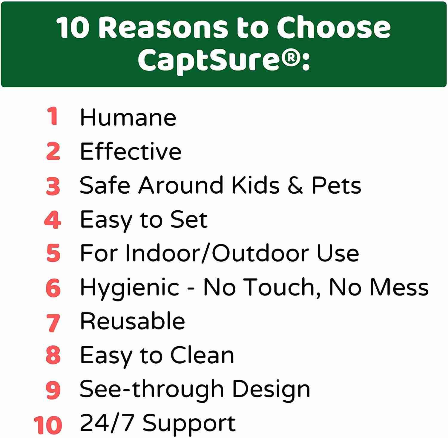 CaptSure Humane Mouse Traps - Safe, Easy Setup, Reusable