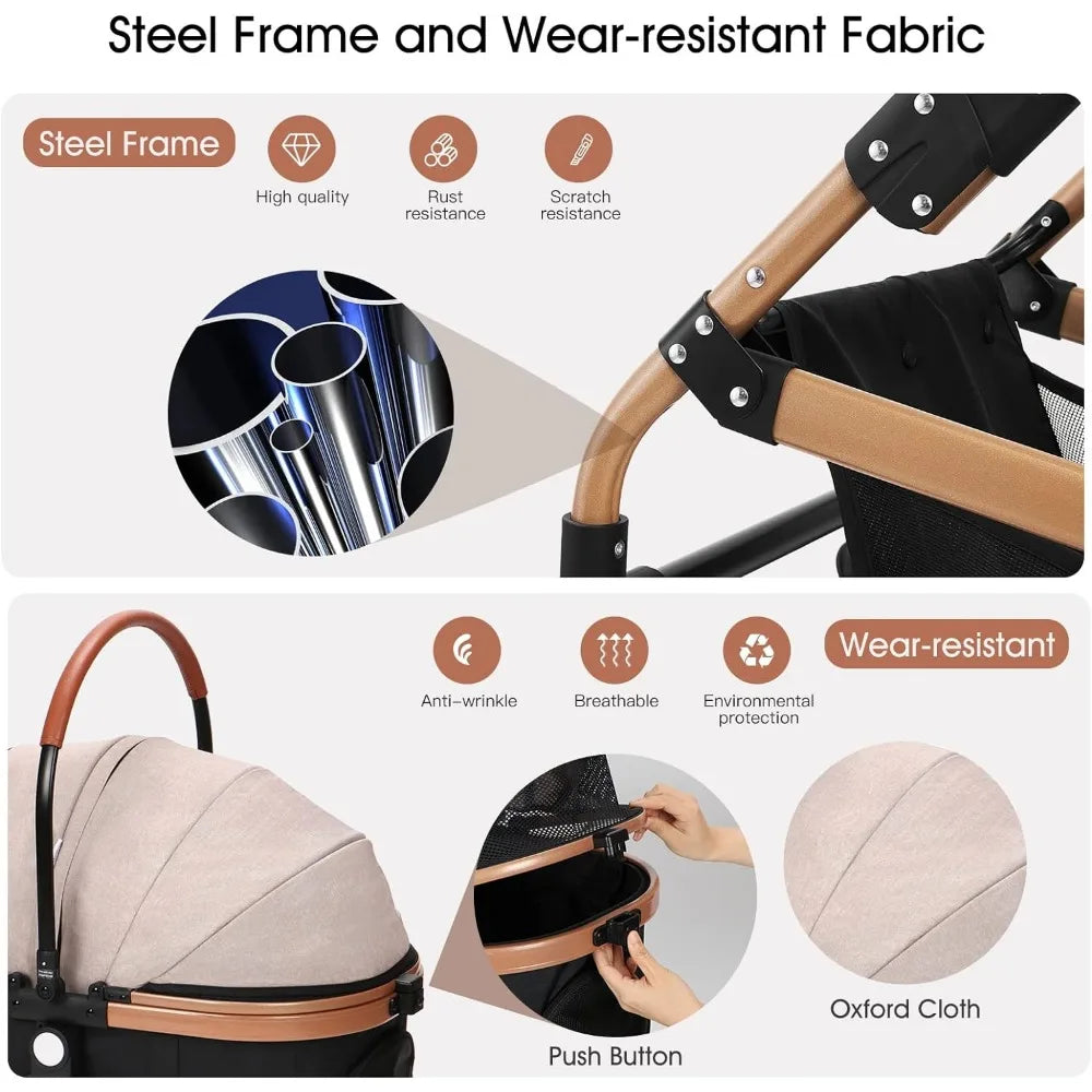 All-in-One Pet Trolley Stroller | Versatile Travel Companion for Dogs & Cats