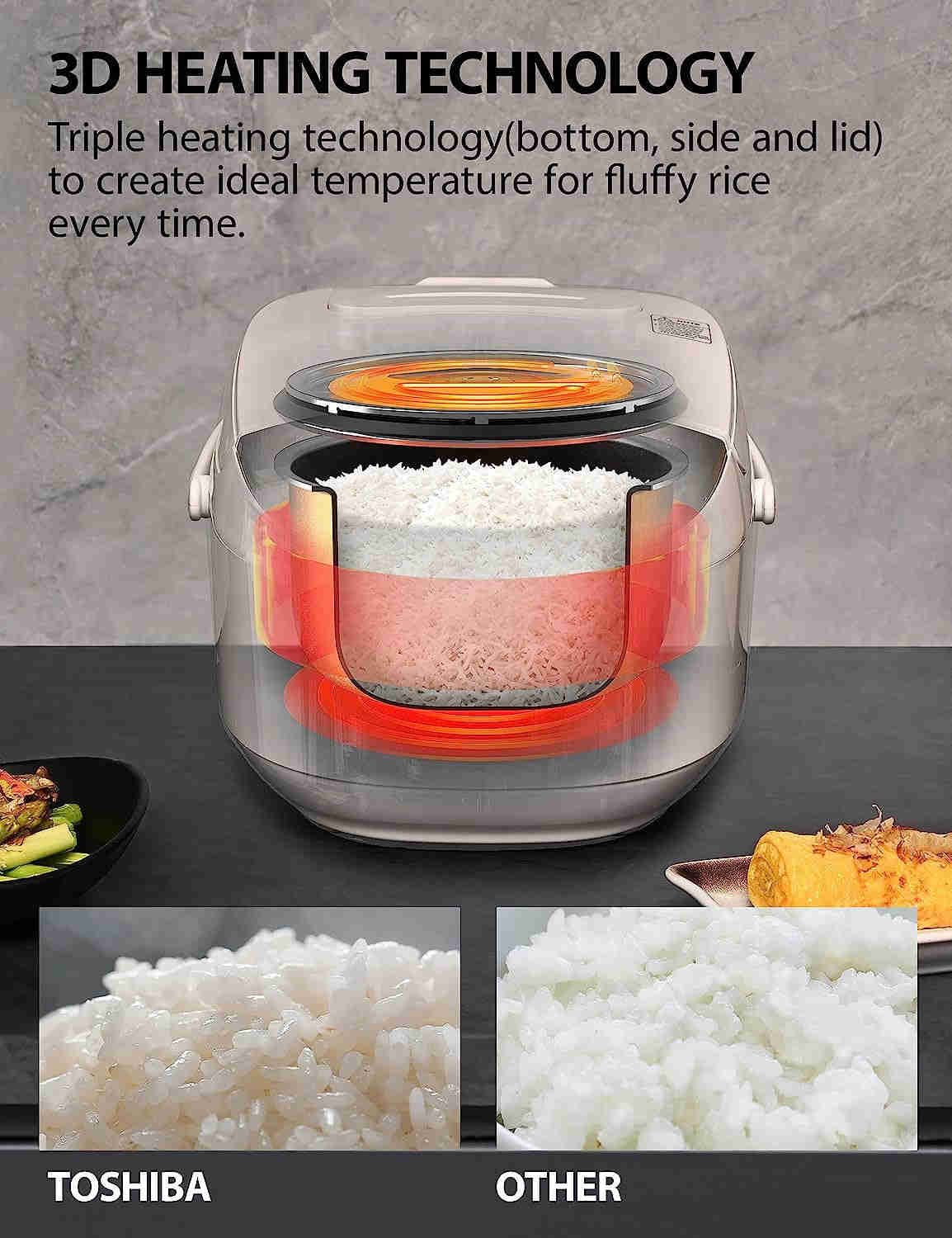 Toshiba 12-Cup Rice Cooker with Fuzzy Logic, 7 Functions, Steamer Basket