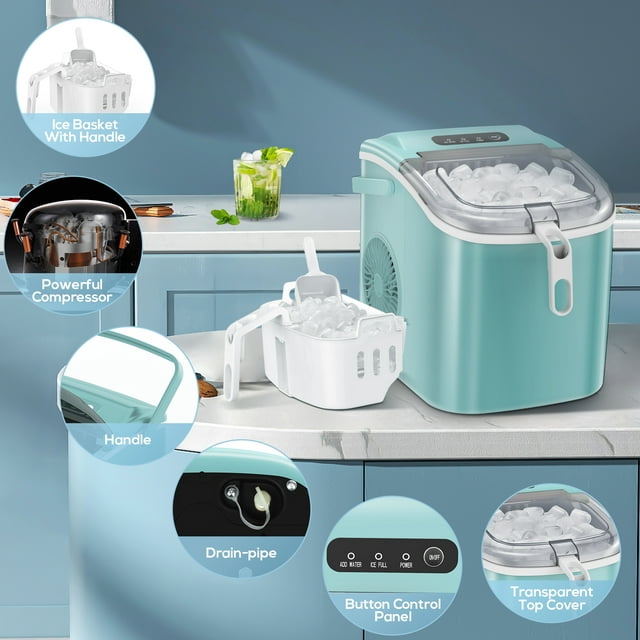 Auseo Portable Ice Maker, Fast and Efficient Countertop Machine