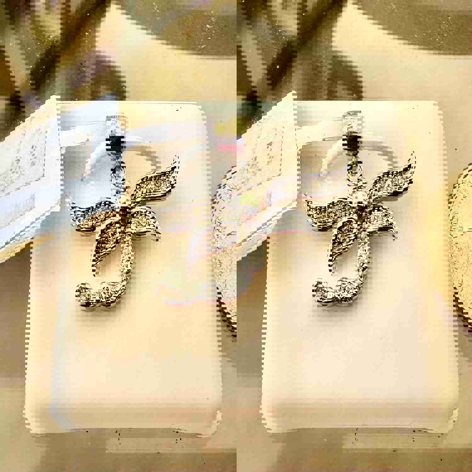 Glamorous Sterling Silver Dragonfly Pendant with CZ, Rhodium-Plated