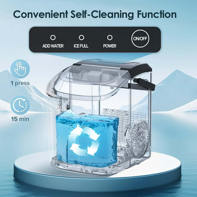 Auseo Nugget Ice Maker - Portable, Self-Cleaning, 33lbs/24H for Home & Office