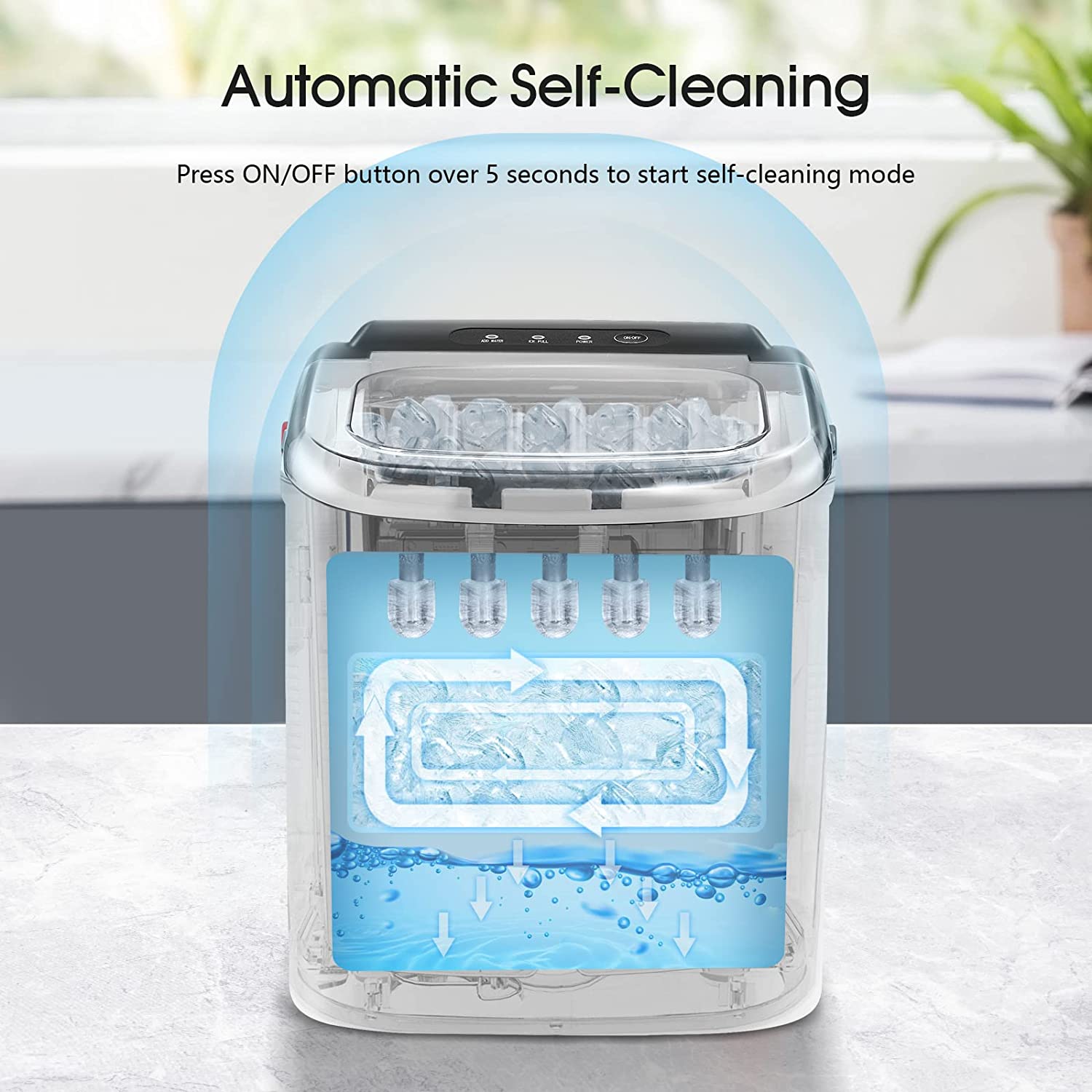 Portable Ice Maker Machine, 26 lbs/24H, 9 Cubes in 8 Mins