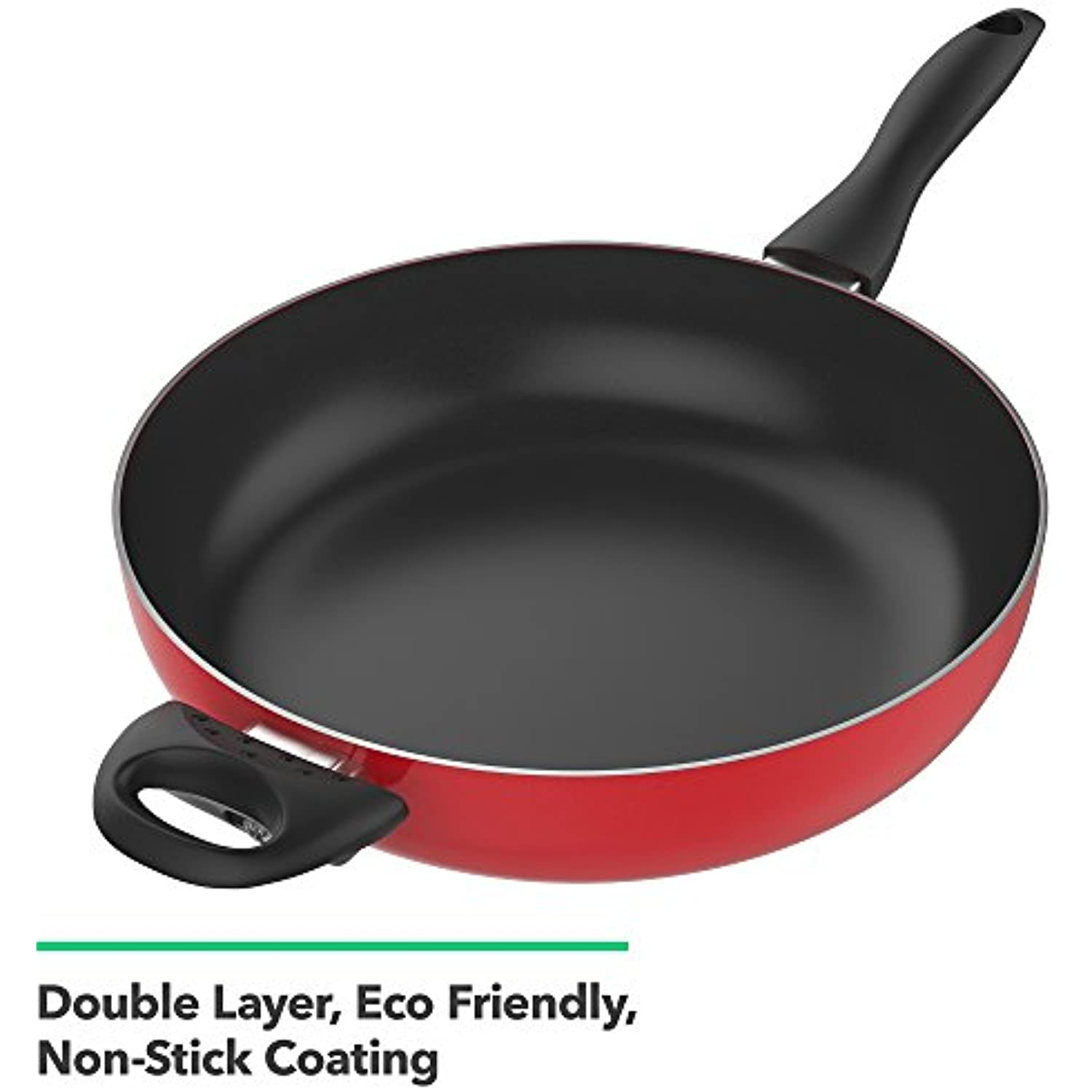 Vremi 12 Inch Nonstick Sauté Pan with Tempered Glass Lid - Large 5 Quart Capacity for Cooking