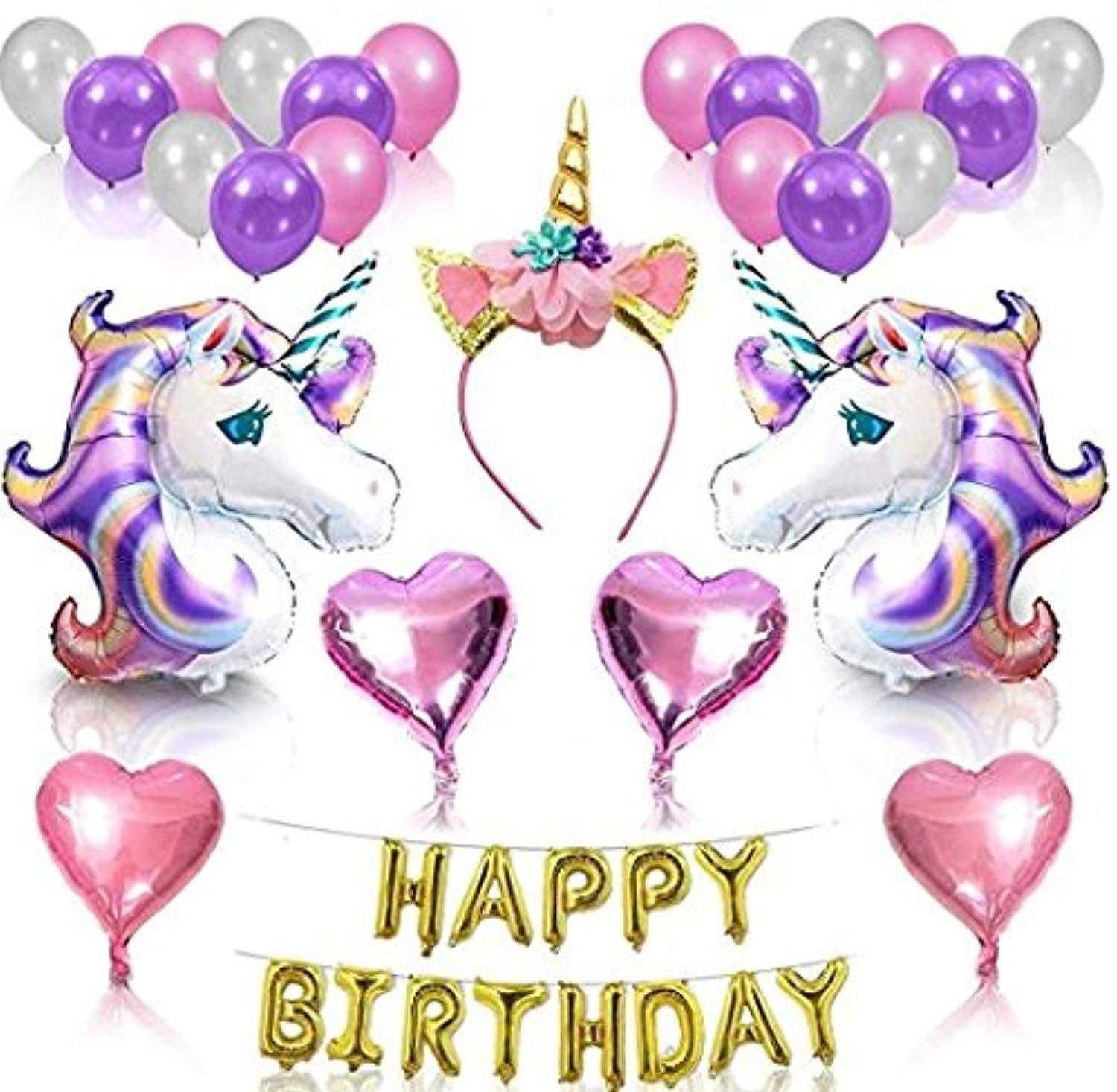 Unicorn Party Supplies Set with Cake Topper & Piping Kit