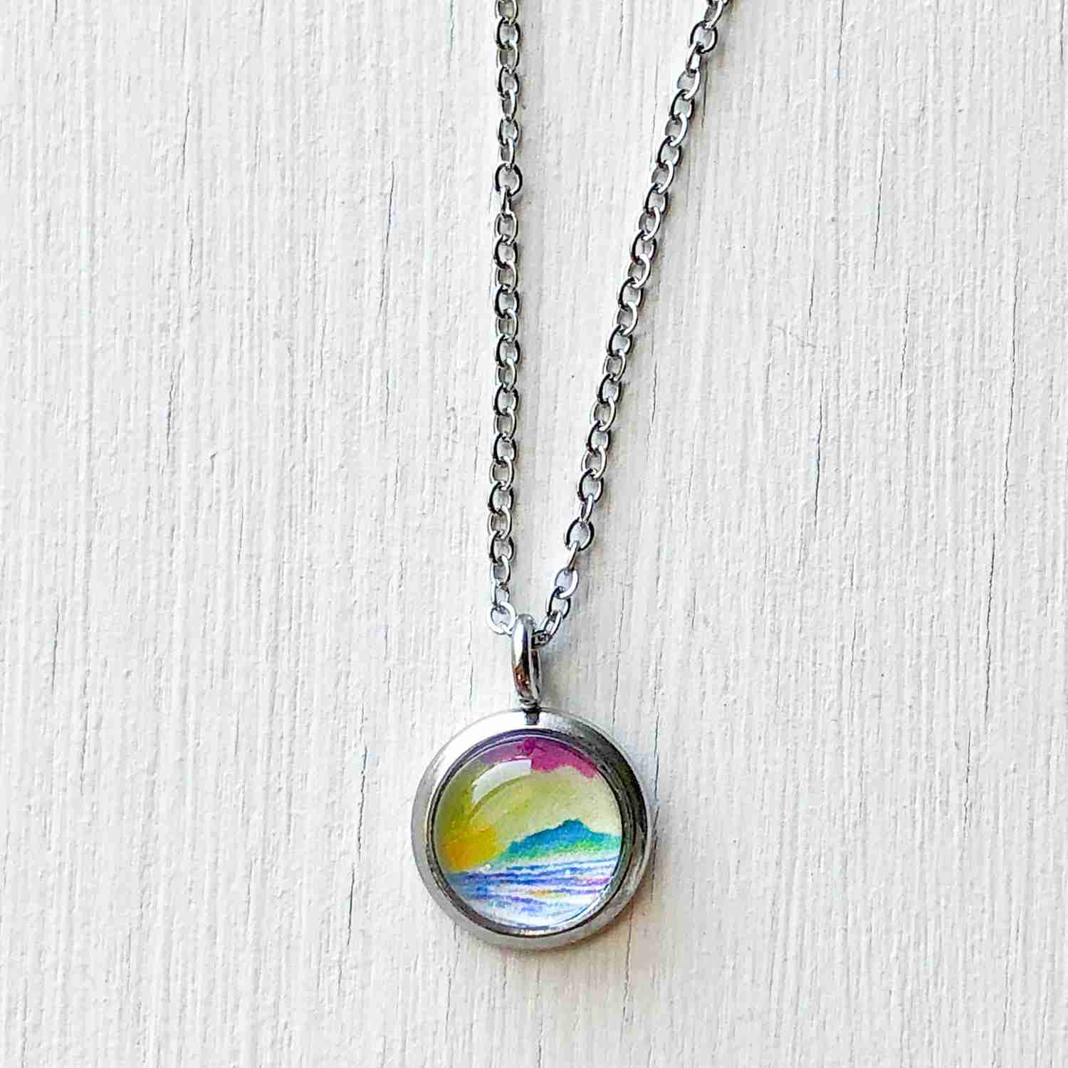Dainty Multicolor Ocean Pendant Necklace
