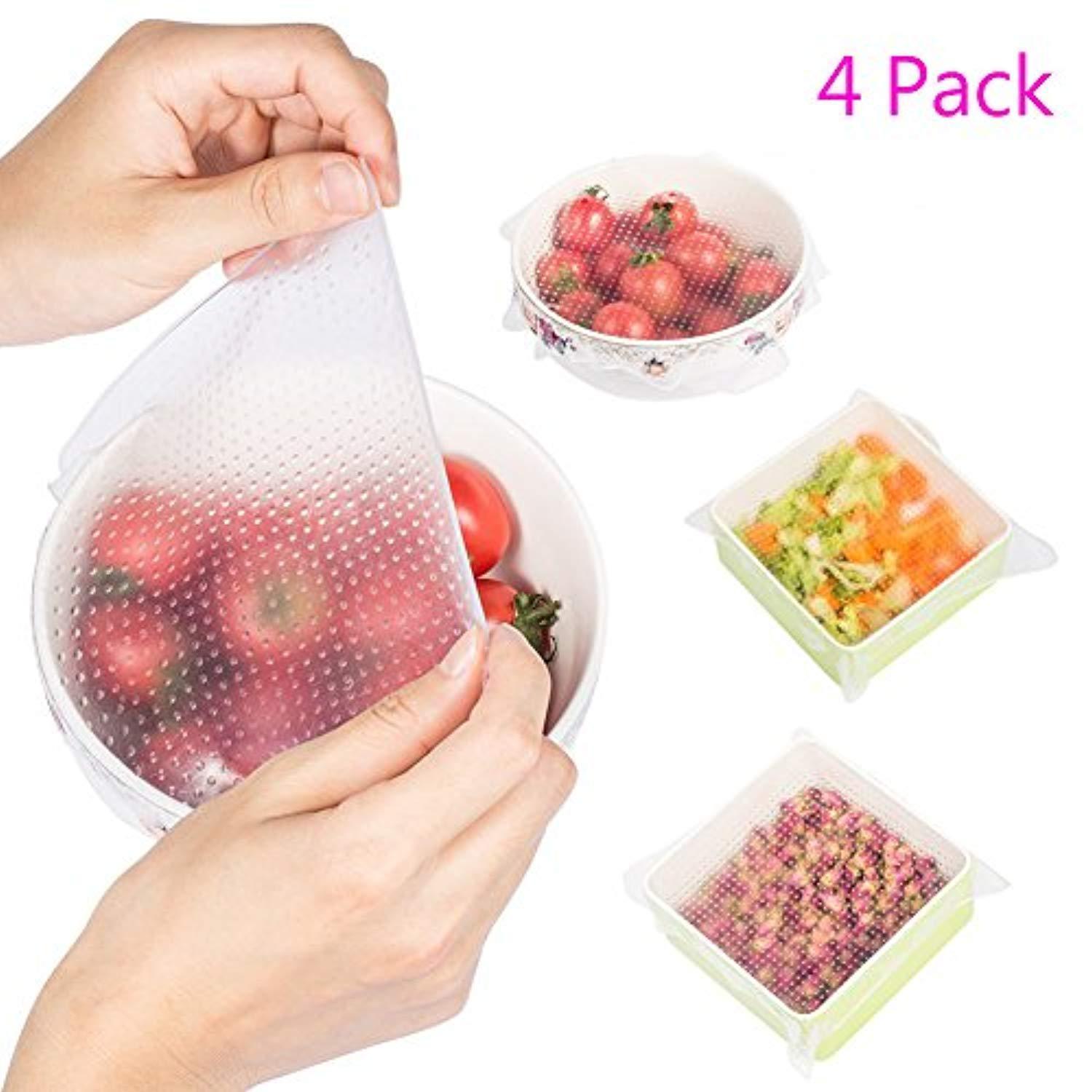 Eco-Friendly Silicone Food Storage Covers, 4 Pack