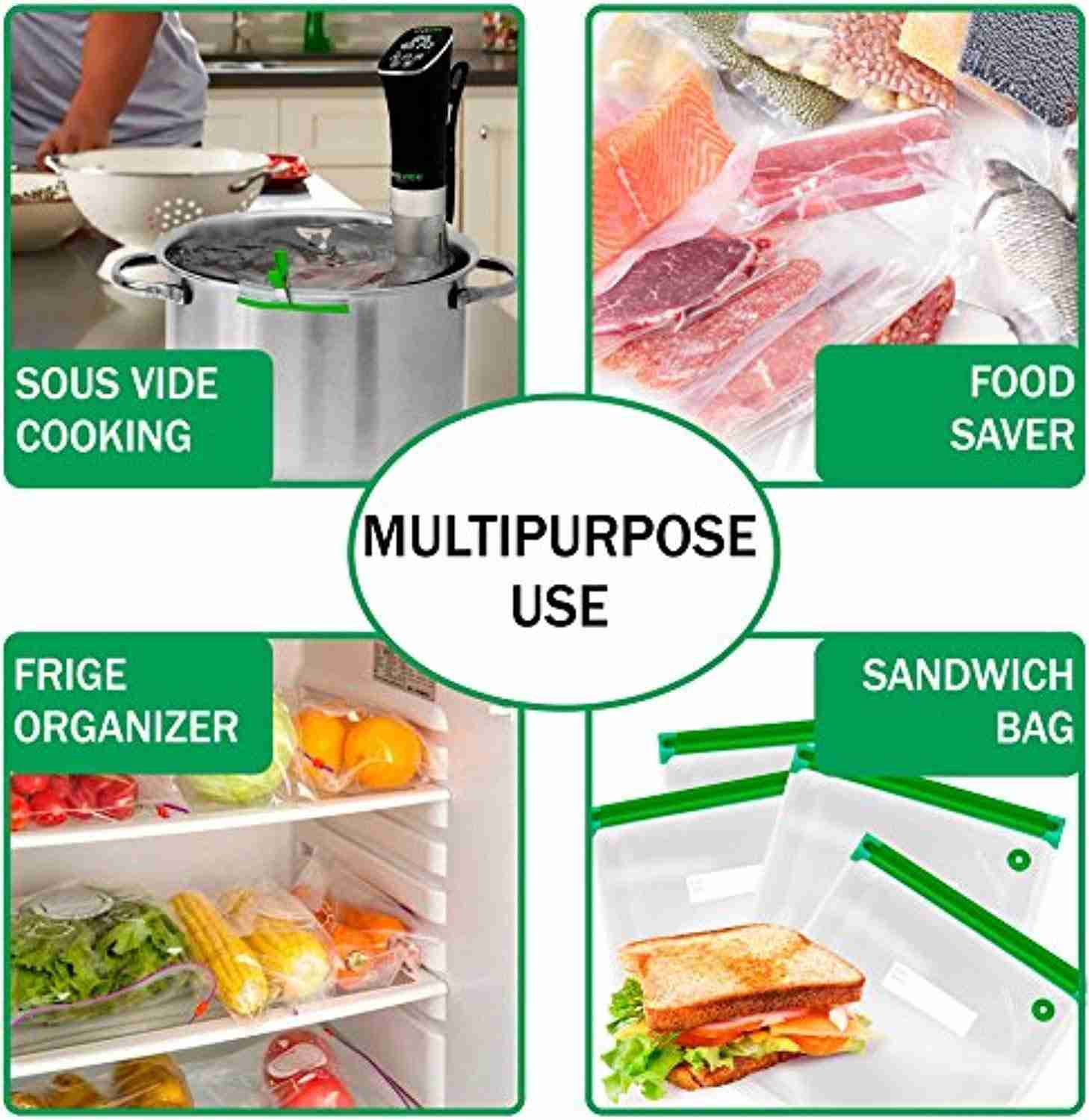 Premium Reusable Sous Vide Vacuum Food Storage Bags Set