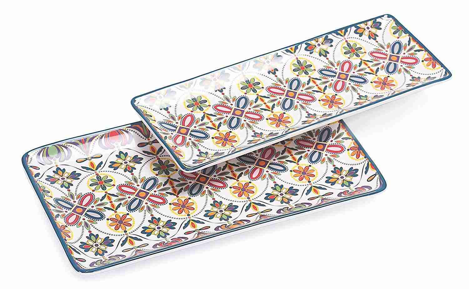 Bico Havana 14" Rectangular Ceramic Serving Platters Set, 2-Piece