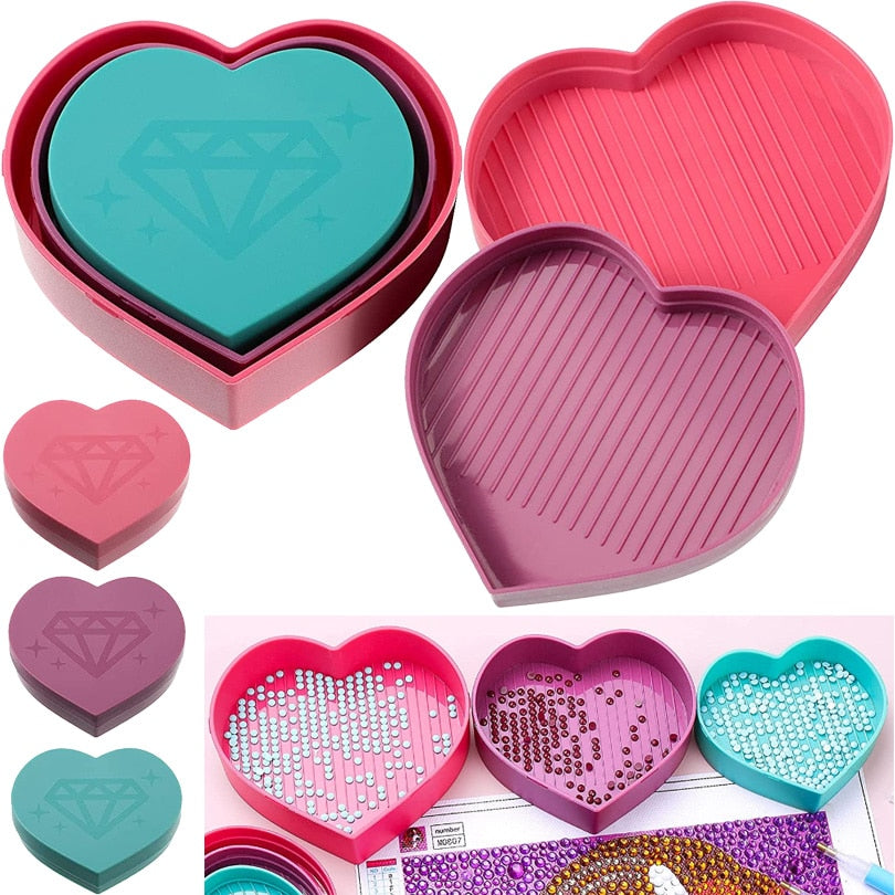 Premium Heart-Shaped Diamond Painting Tray Box with Large Capacity