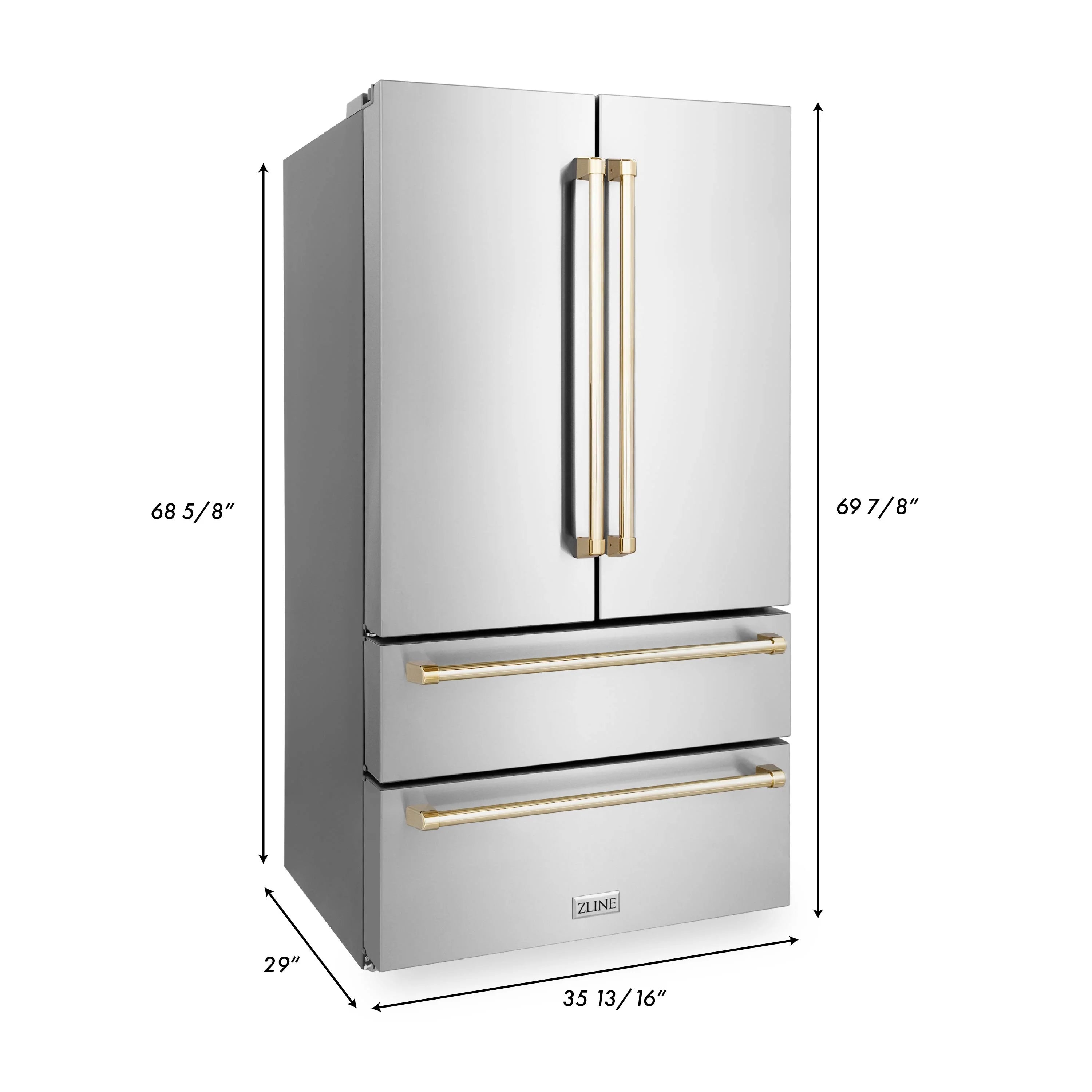 ZLINE 36" Autograph Edition French Door Refrigerator with Ice Maker