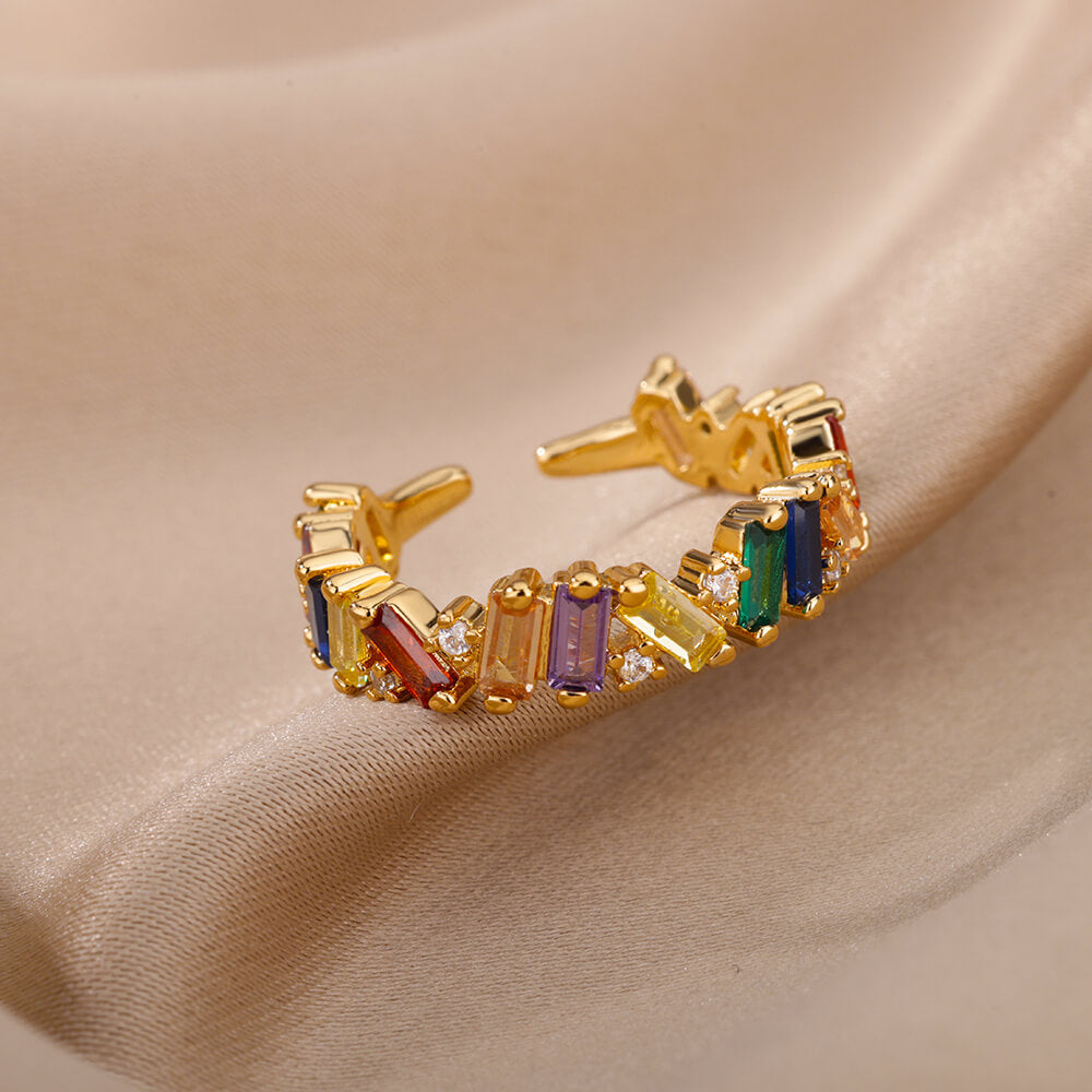 Stylish Women's Gold-Tone Stainless Steel Zirconia Rings