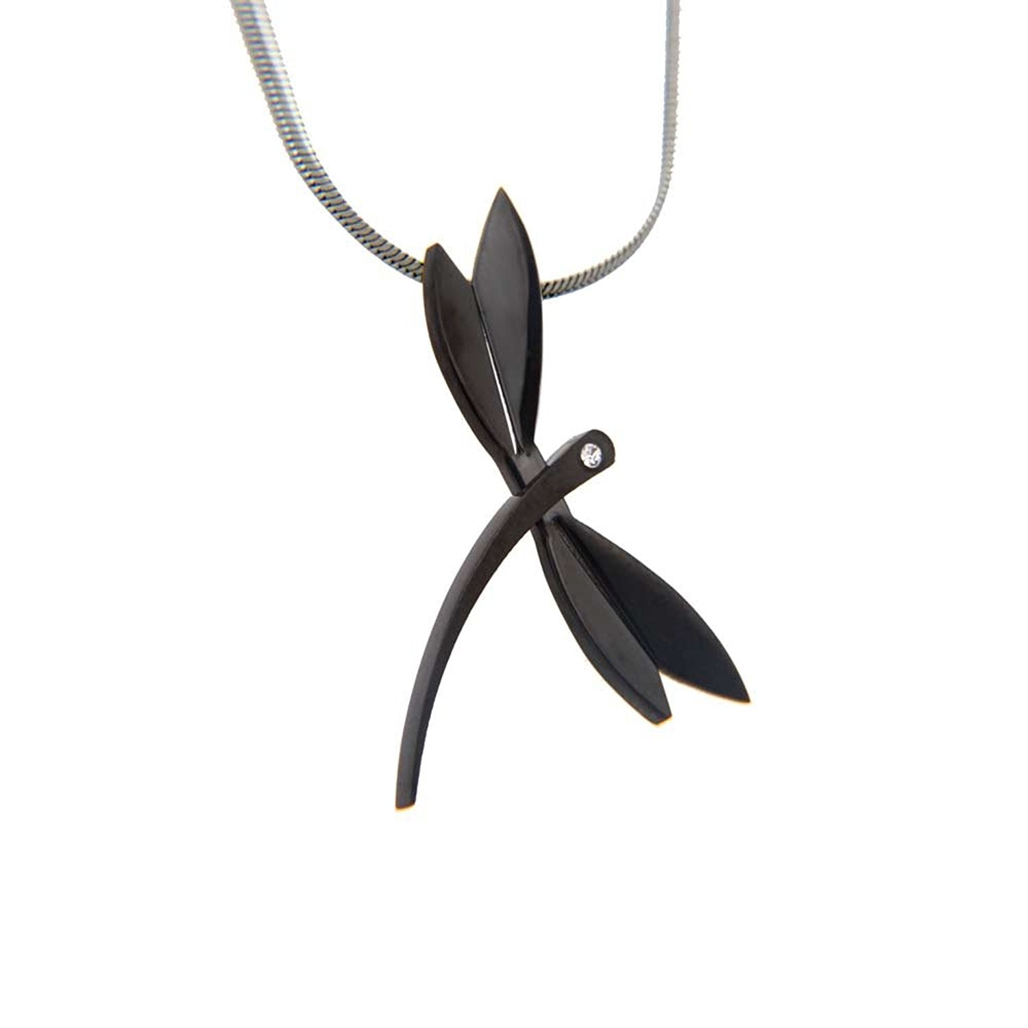 Stylish Women's Black Stainless Steel Butterfly Pendant Necklace