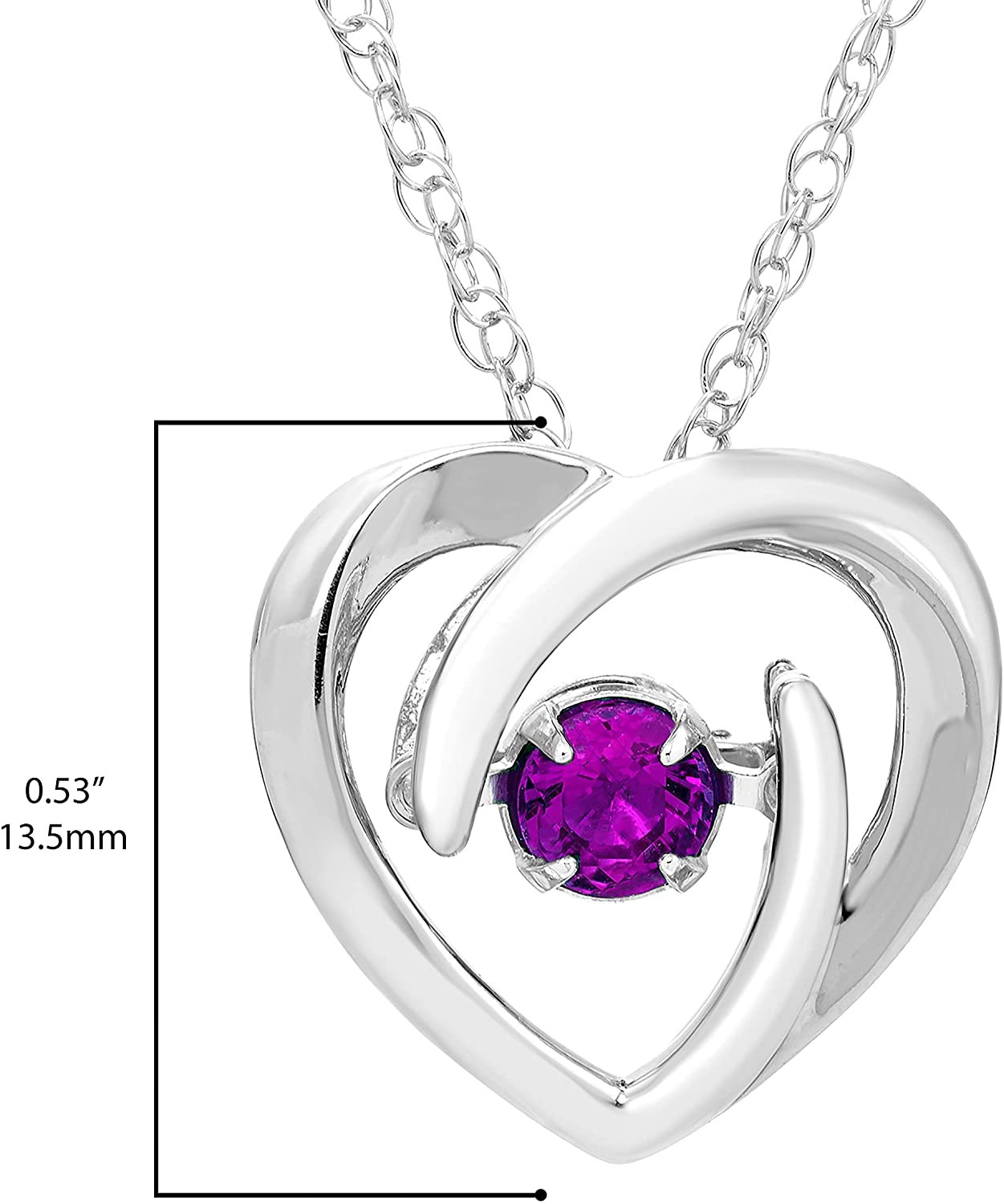 Glimmering Alexandrite Gemstone Heart Pendant in Sterling Silver