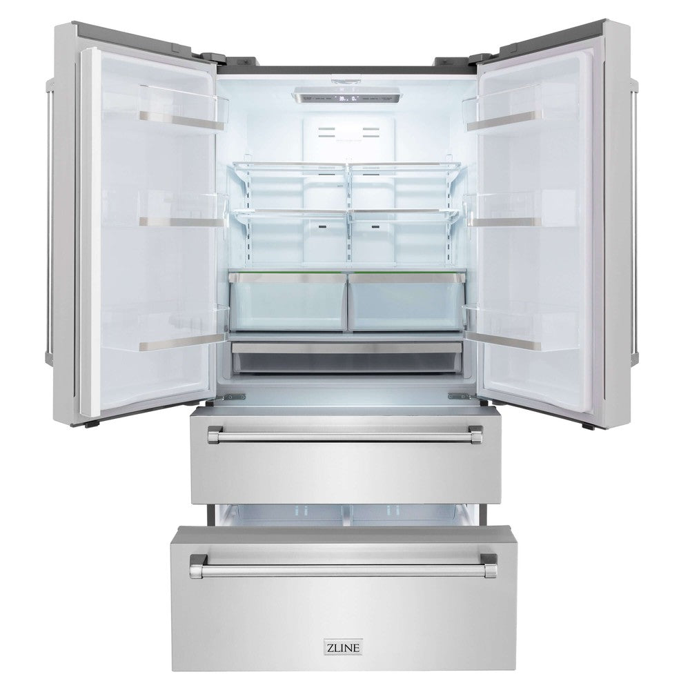 ZLINE 36" French Door Refrigerator with Ice Maker - Fingerprint Resistant Stainless Steel