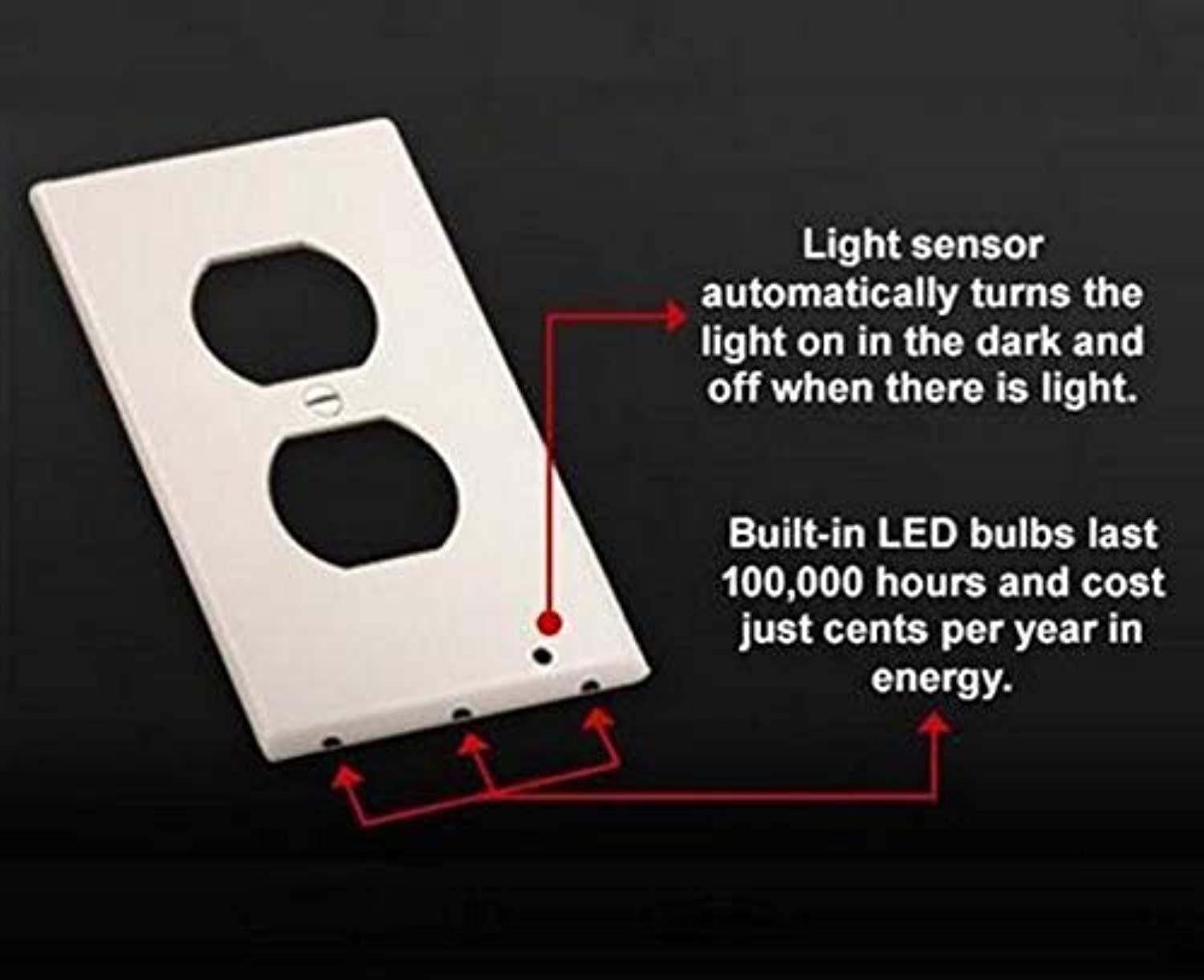 Mribo 6 Pack LED Night Light Outlet Covers - Easy Install, Energy Efficient