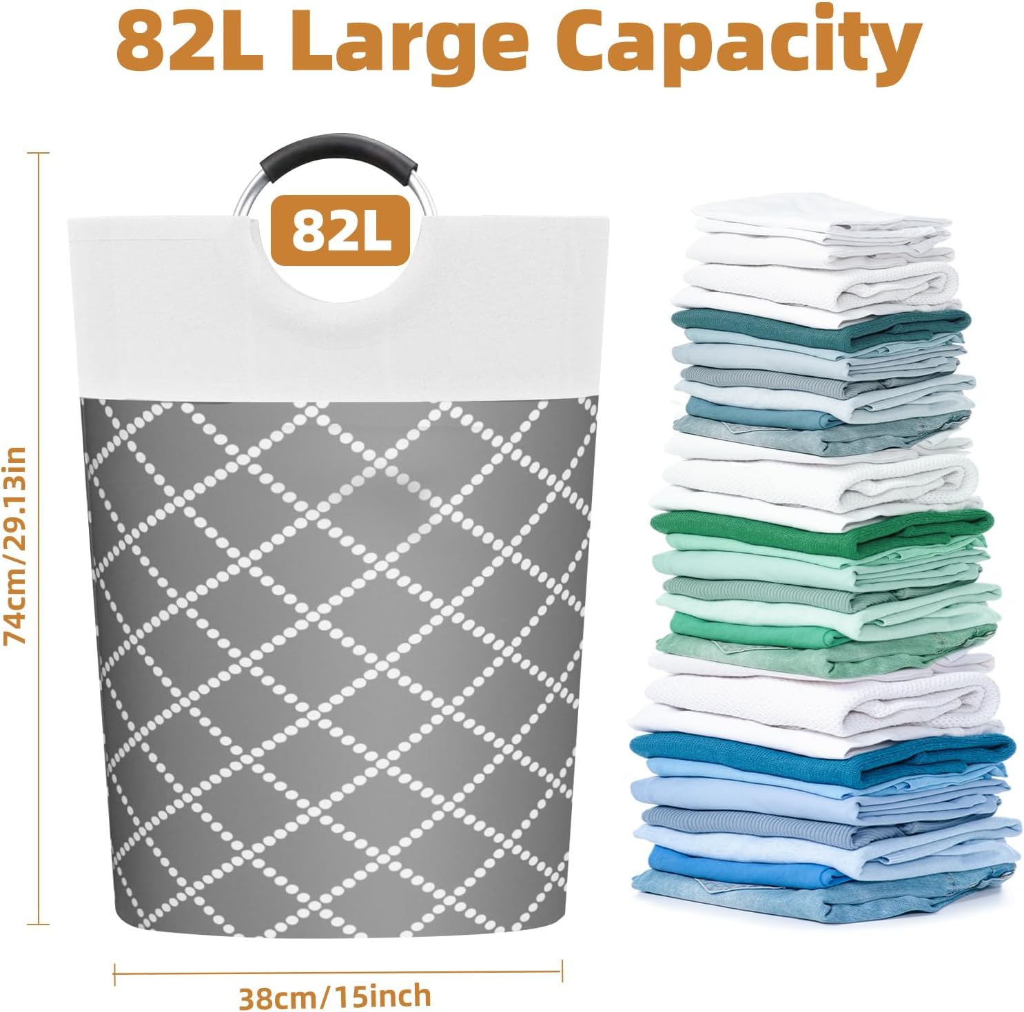 2-Pack 82L Waterproof Laundry Hamper with Comfort Grip Handle