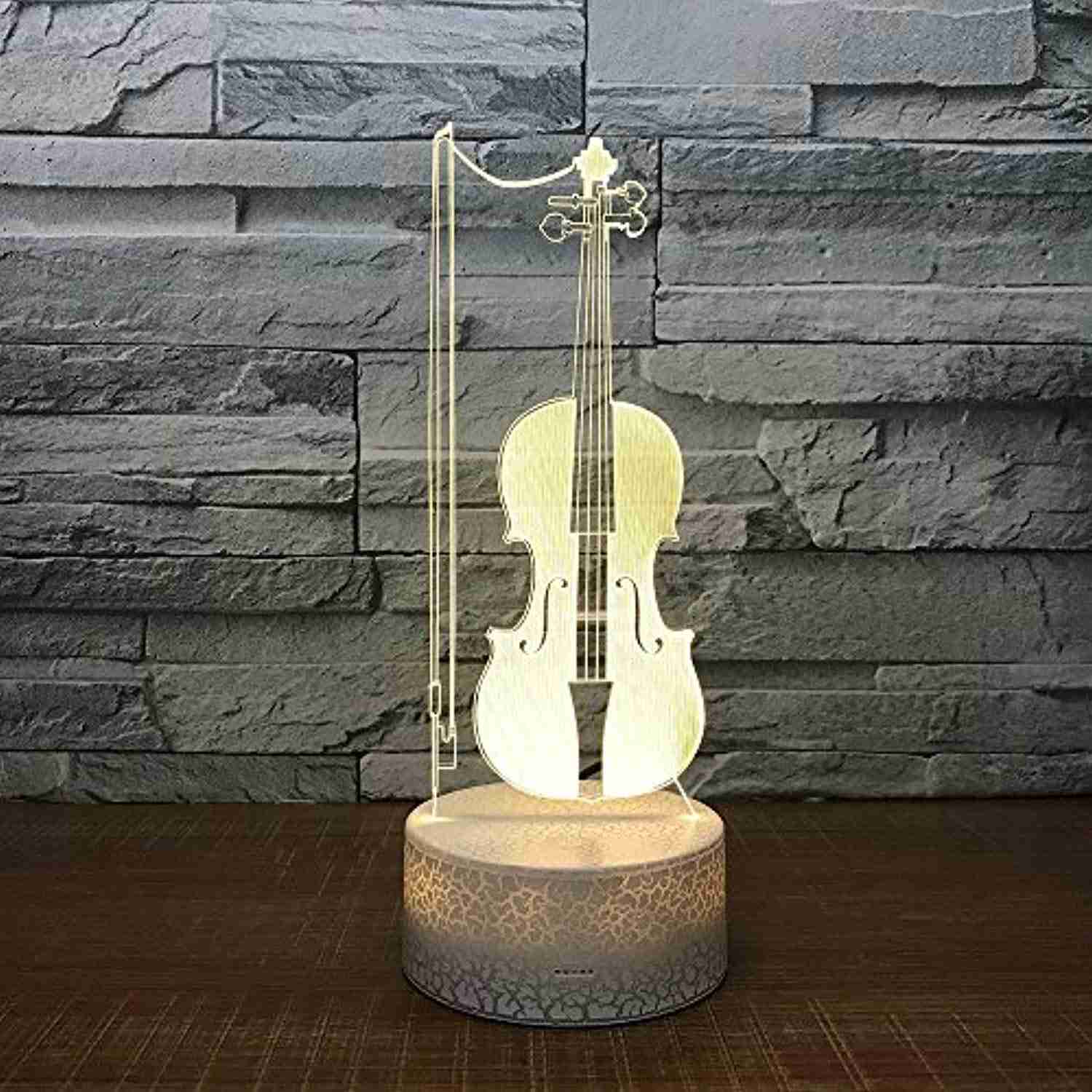 3D Violin LED Night Light - 7 Color Changing Desk Lamp for Home Decor