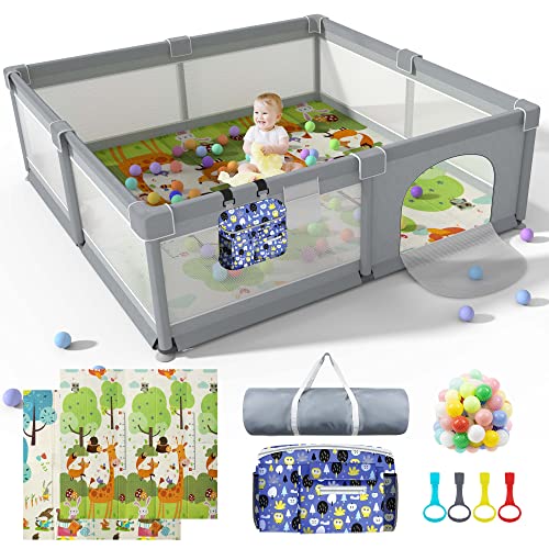 LUTIKIANG Extra Large Baby Playpen with Mat