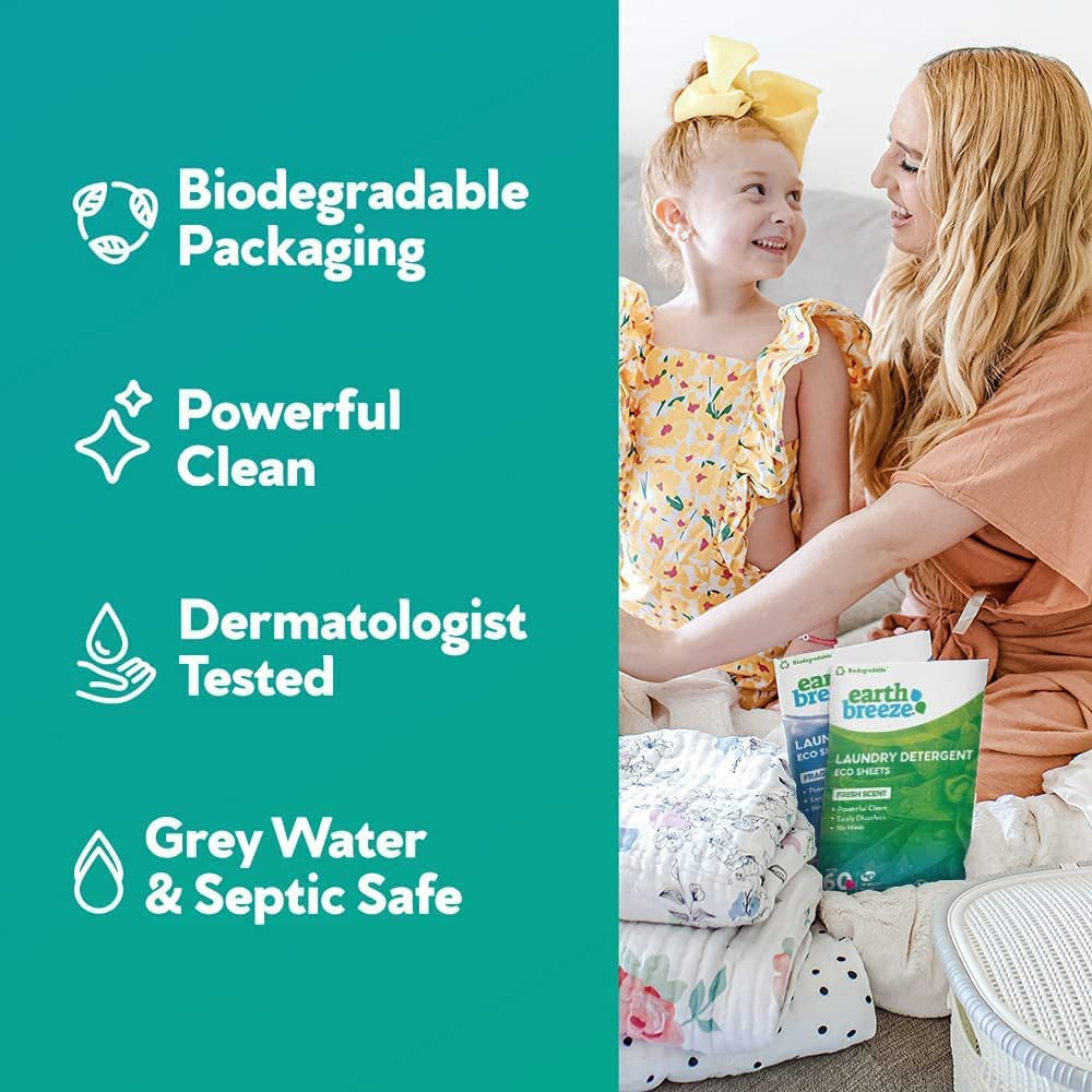 Eco-Friendly Laundry Detergent Sheets - 60 Fragrance-Free Loads