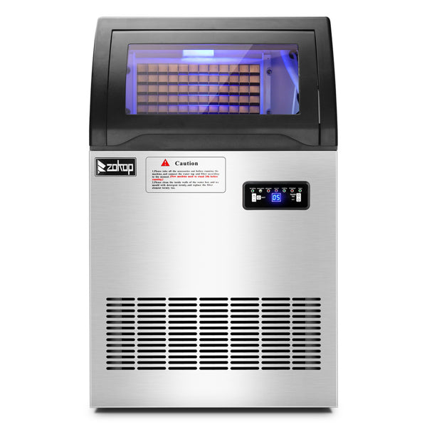 ZOKOP Stainless Steel Ice Maker Cube Machine, High-Capacity, Freestanding/Built-in
