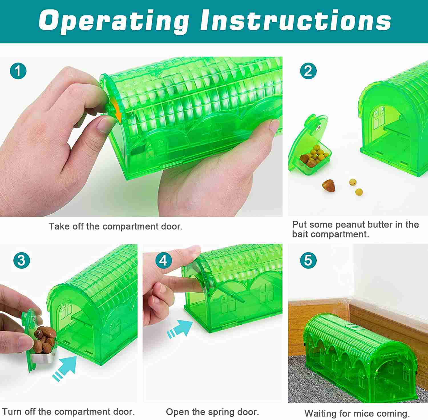 Humane Mouse Traps 2 Pack - ROCKBIRDS Eco-Friendly, High-Efficiency Indoor/Outdoor Mouse Catchers