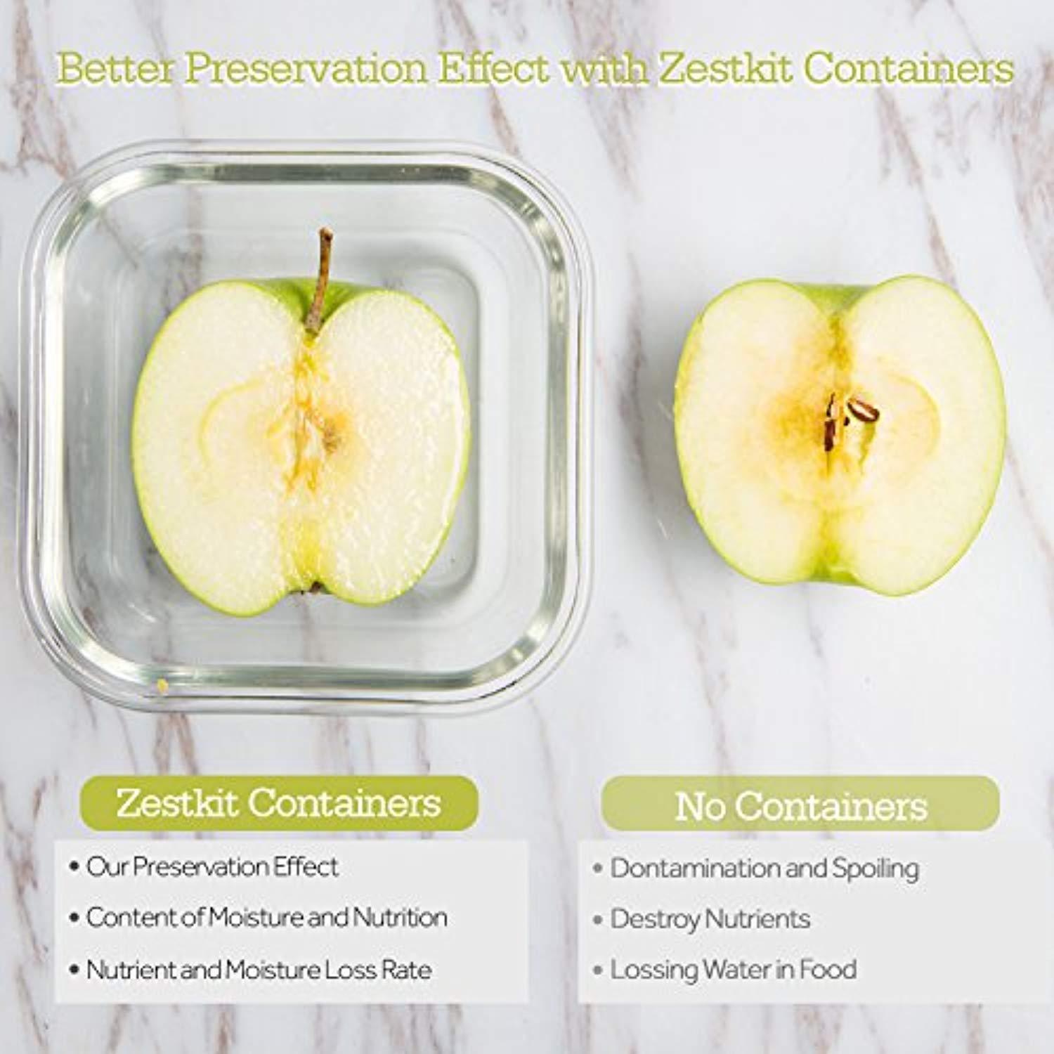 Zestkit Glass Food Storage Containers, 10-Piece Set with Airtight Lids