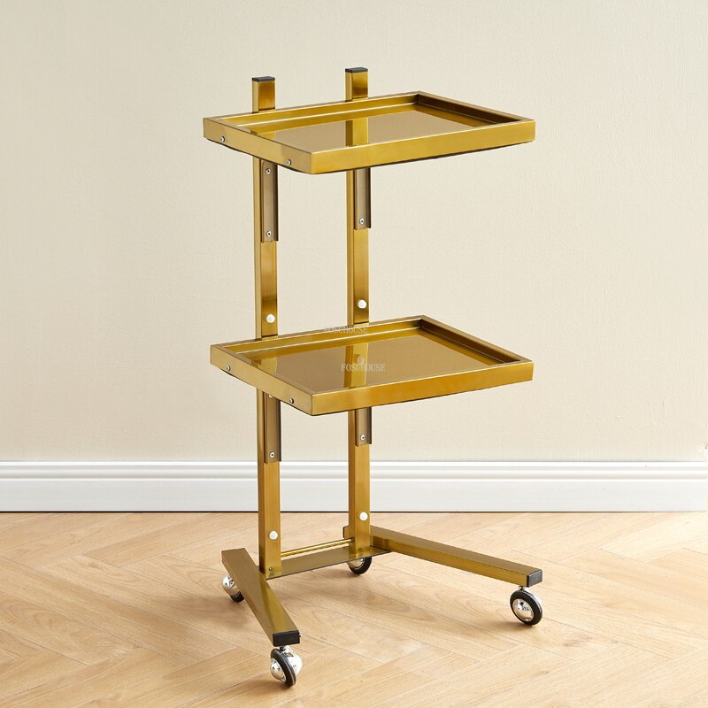 Stylish Stainless Steel Salon Trolley with Wheels for Beauty Professionals