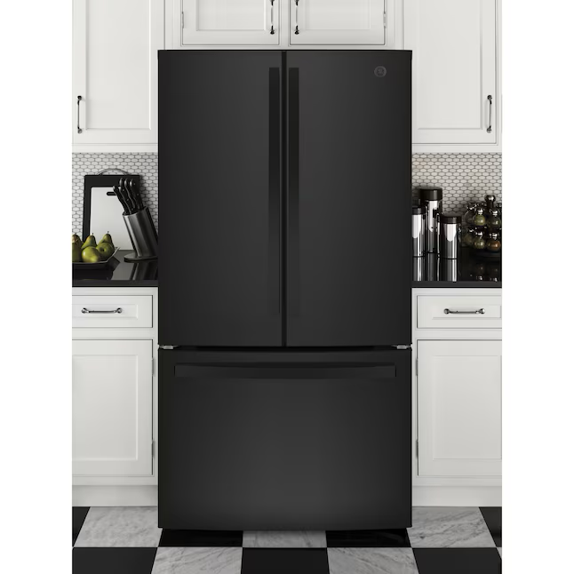 GE 27-cu ft French Door Refrigerator with Ice Maker and Water Dispenser, Black