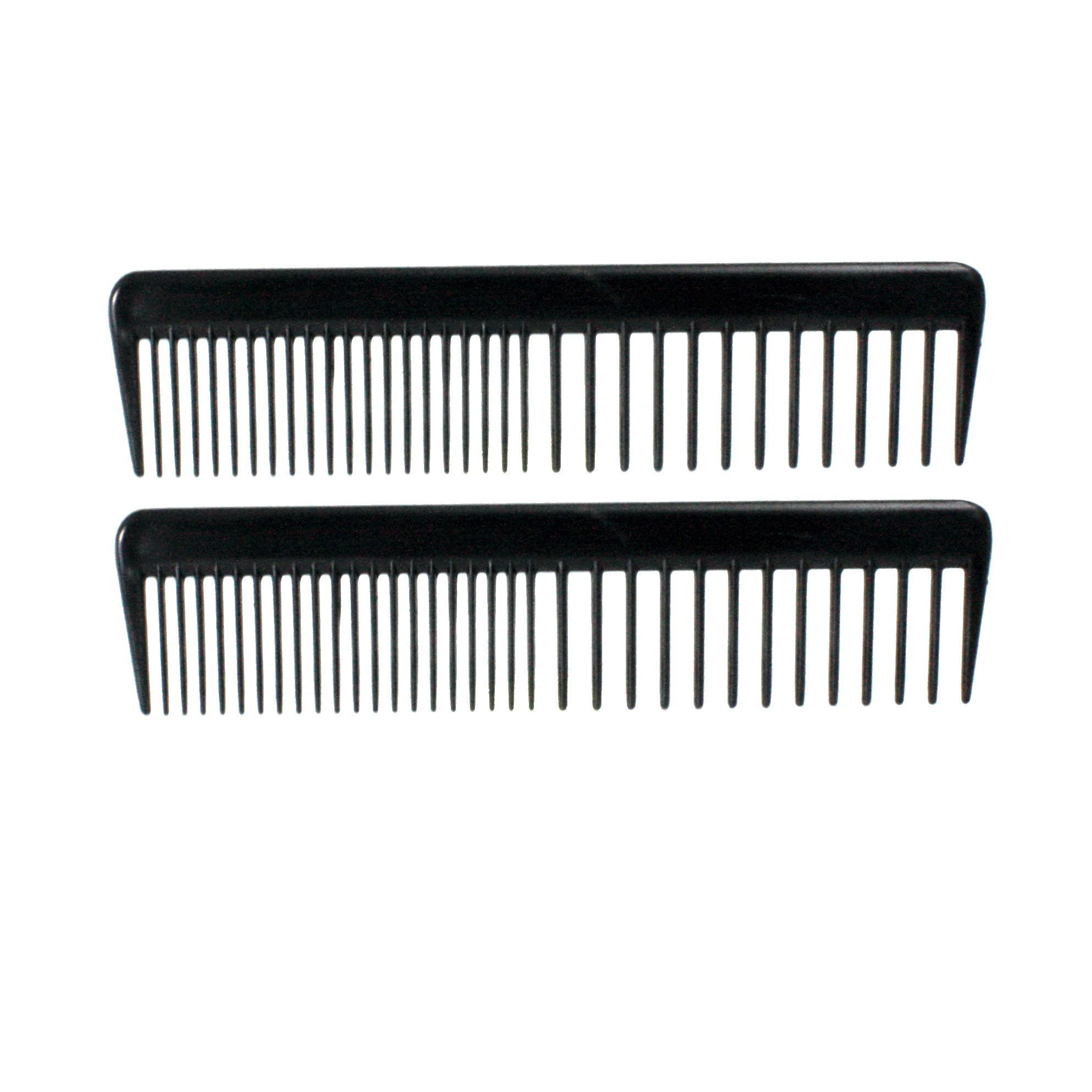 Amelia Beauty 7" Black Wide Tooth Comb, Dual Pack