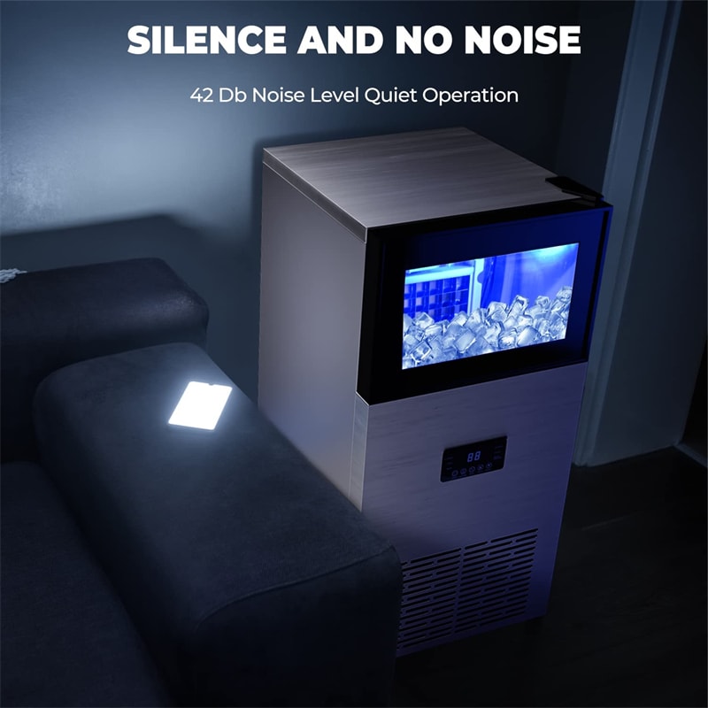High-Capacity Stainless Steel Ice Maker with Self-Cleaning