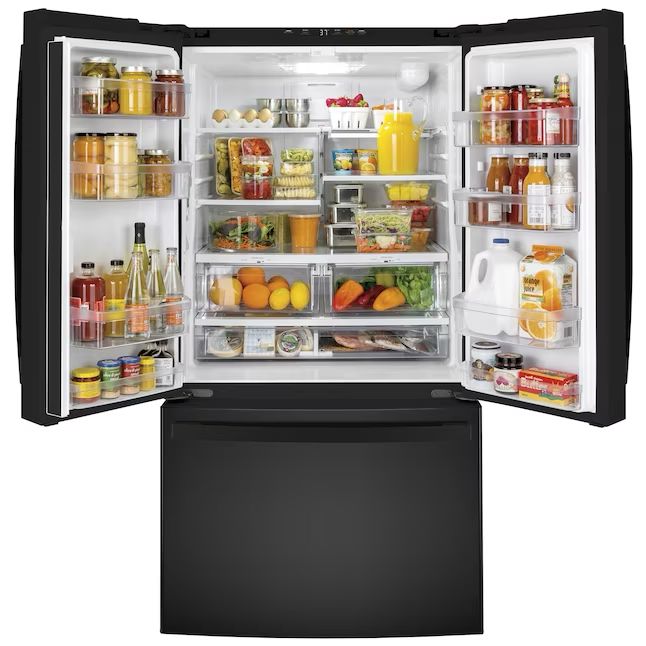 GE 27-cu ft French Door Refrigerator with Ice Maker and Water Dispenser, Black