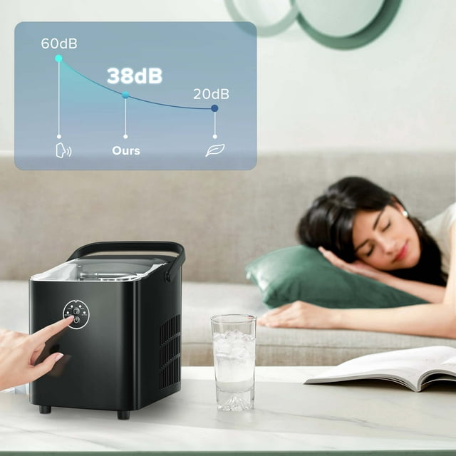 KISSAIR Portable Ice Maker - High-Performance, Self-Cleaning, 26lbs/24H