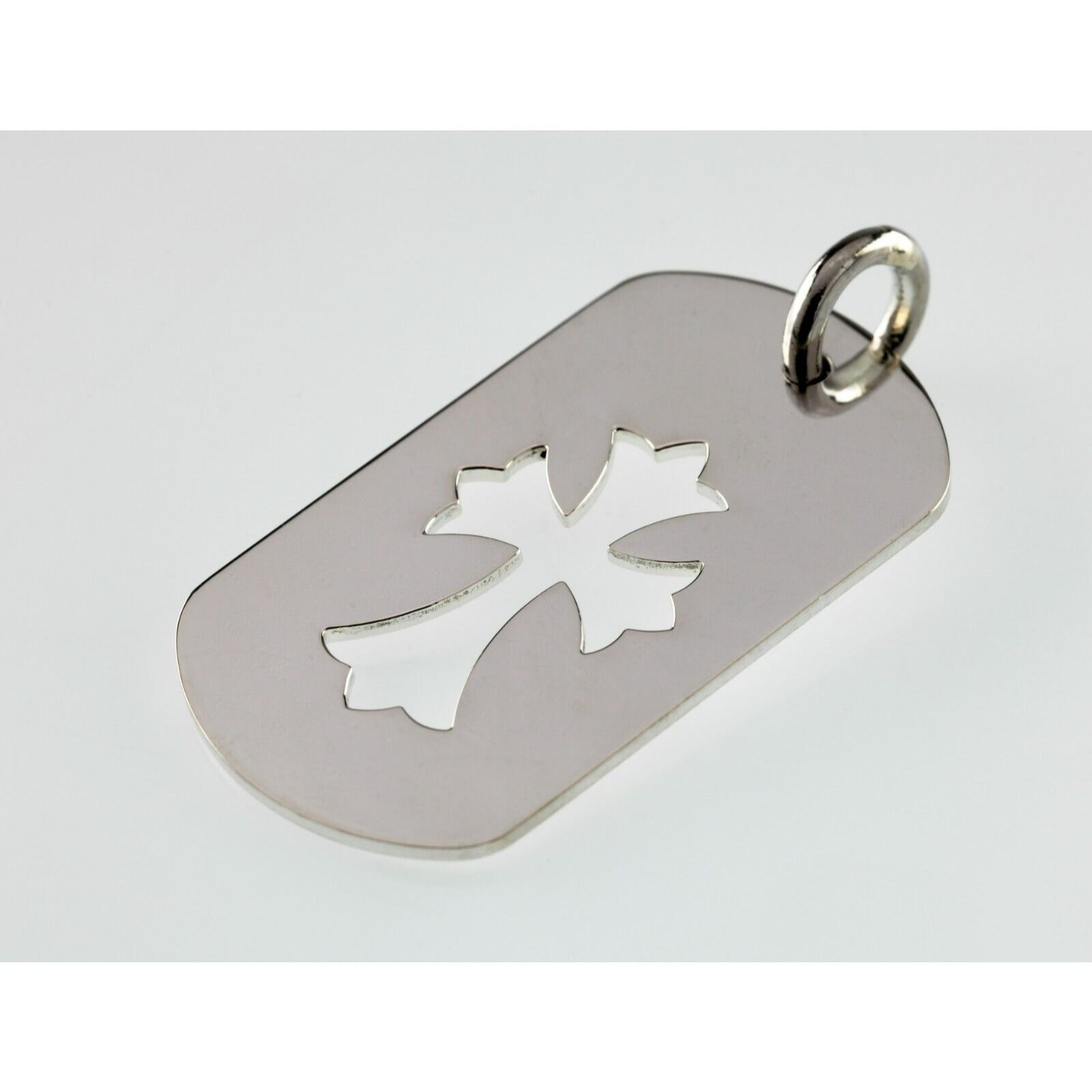 Chrome Hearts 1998 Sterling Silver Cross Cutout Dogtag Pendant