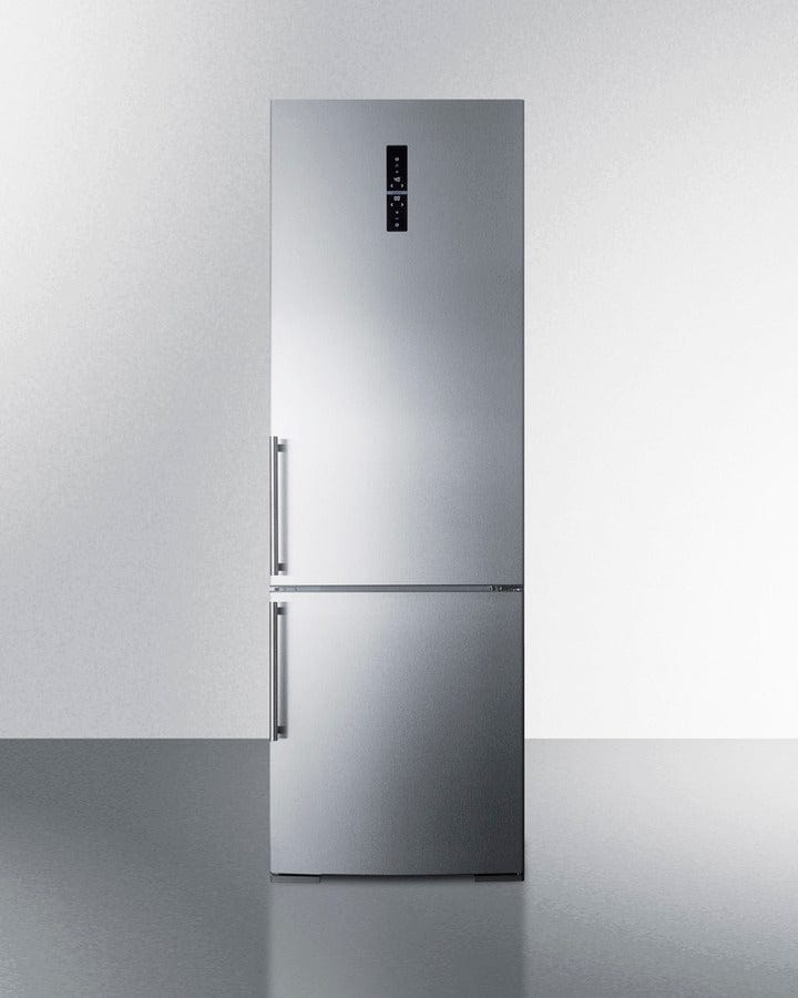 Summit 24" 10.8 cu. ft. Counter Depth Bottom Freezer Refrigerator with Ice Maker - Stainless Steel