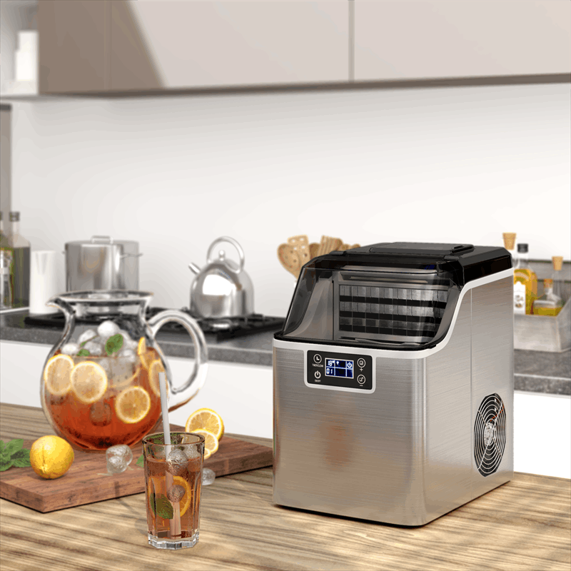Portable Countertop Ice Maker with Top Inlet and Adjustable Ice Thickness