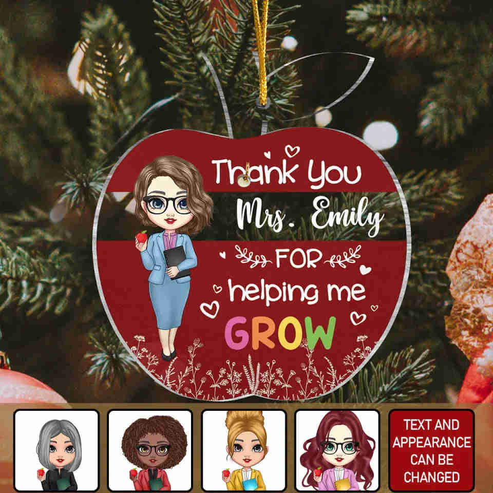 Personalized Acrylic Teacher Ornament - Unique Holiday Gift