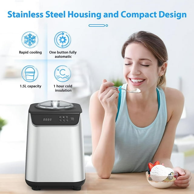 KISSAIR Premium Upright Ice Cream Maker with Built-In Compressor