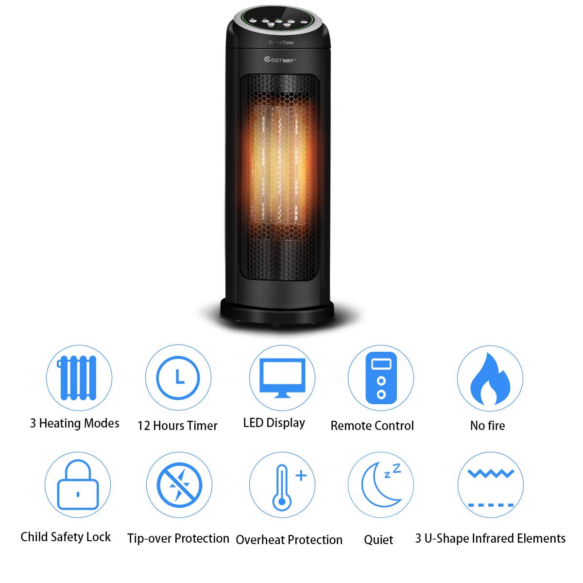 Whisper-Quiet Ceramic Tower Heater with Remote