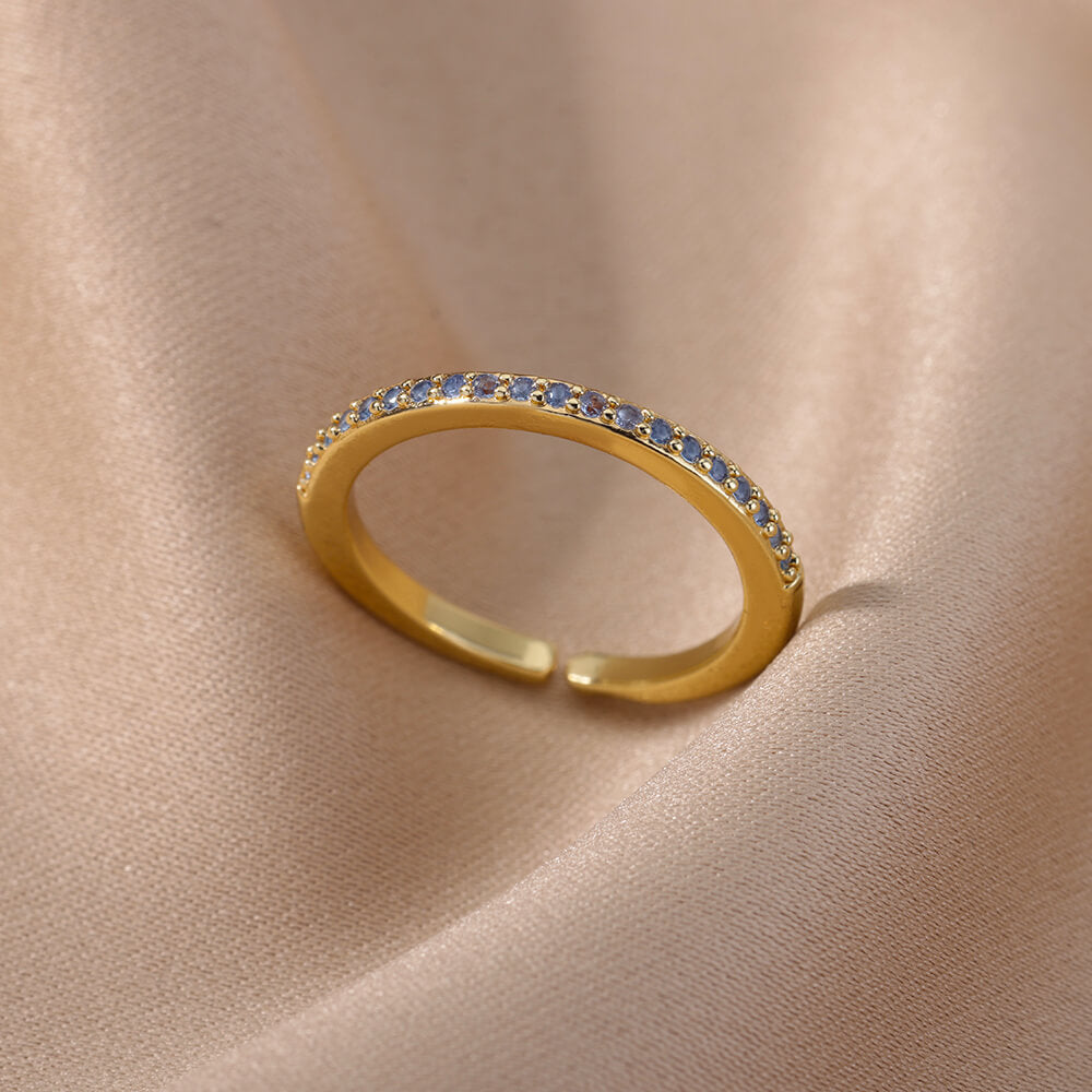 Stylish Women's Gold-Tone Stainless Steel Zirconia Rings