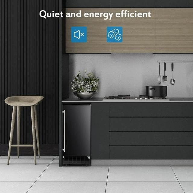 Auseo Under Counter Ice Maker, 80lbs Daily, Reversible Door, Self-Cleaning & Timer