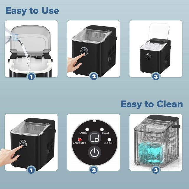 KISSAIR Portable Ice Maker - High-Performance, Self-Cleaning, 26lbs/24H