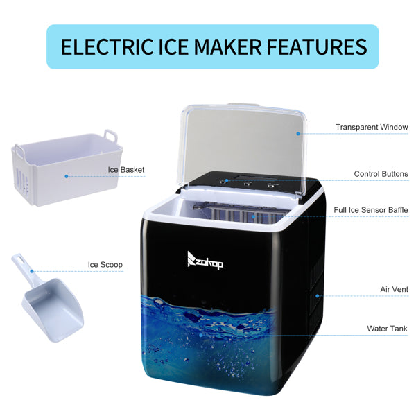 Portable Ice Maker Machine with Transparent Cover