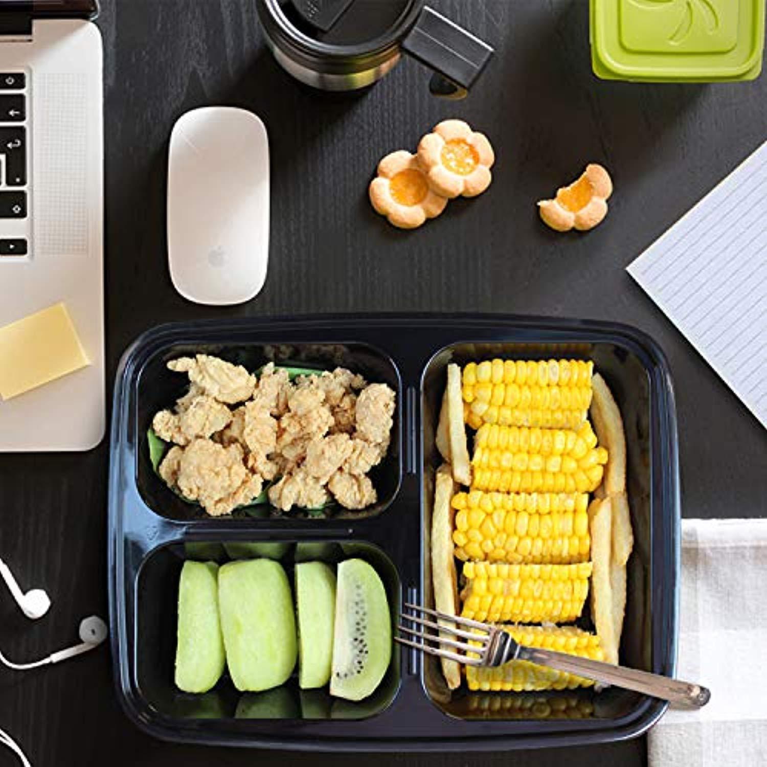 Enthir 20-Piece Premium Meal Prep Containers Set, 3-Compartment Bento Boxes with Lids
