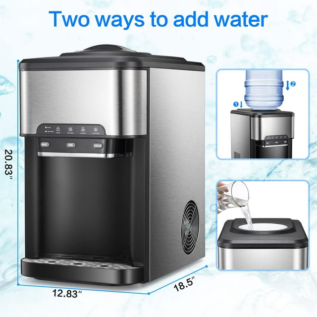 AUSEO 3-in-1 Water Dispenser with Ice Maker, Hot & Cold