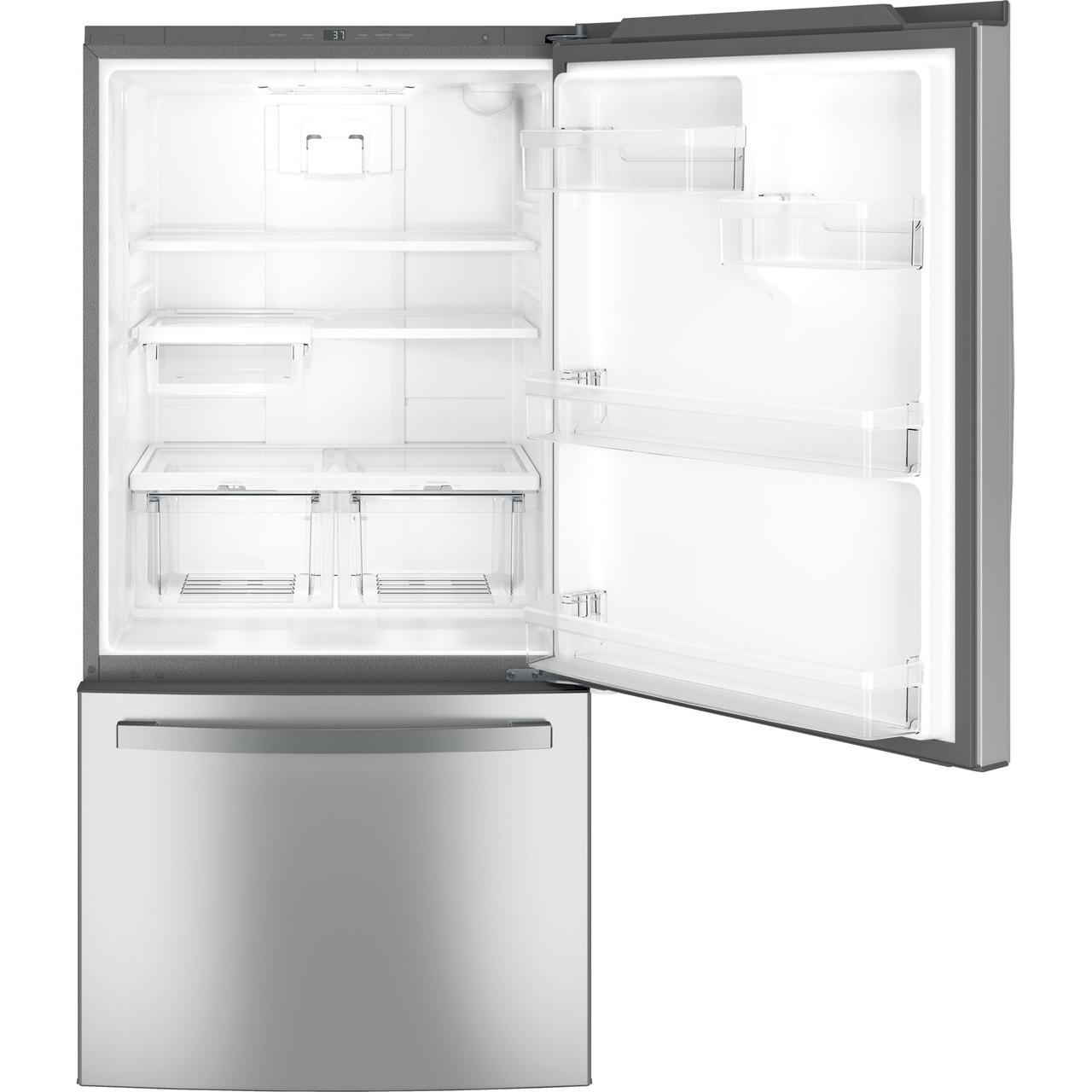 GE 33-inch Bottom Freezer Refrigerator with Interior Ice Maker